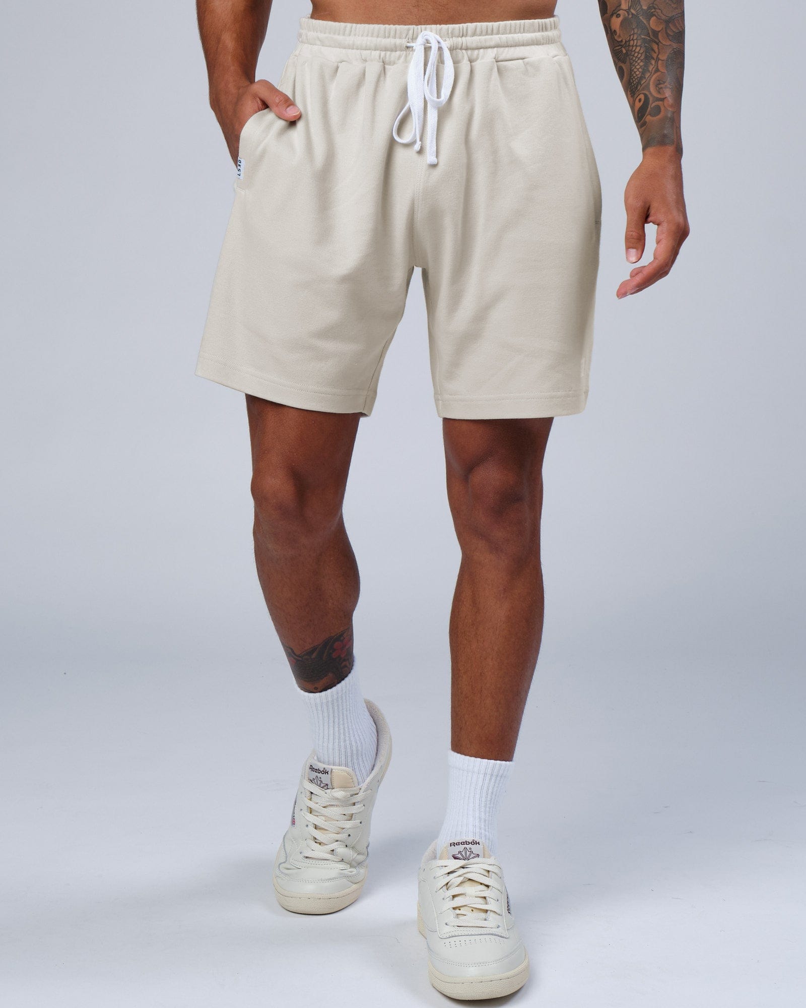 Model wearing Staple Jersey Short - Bone