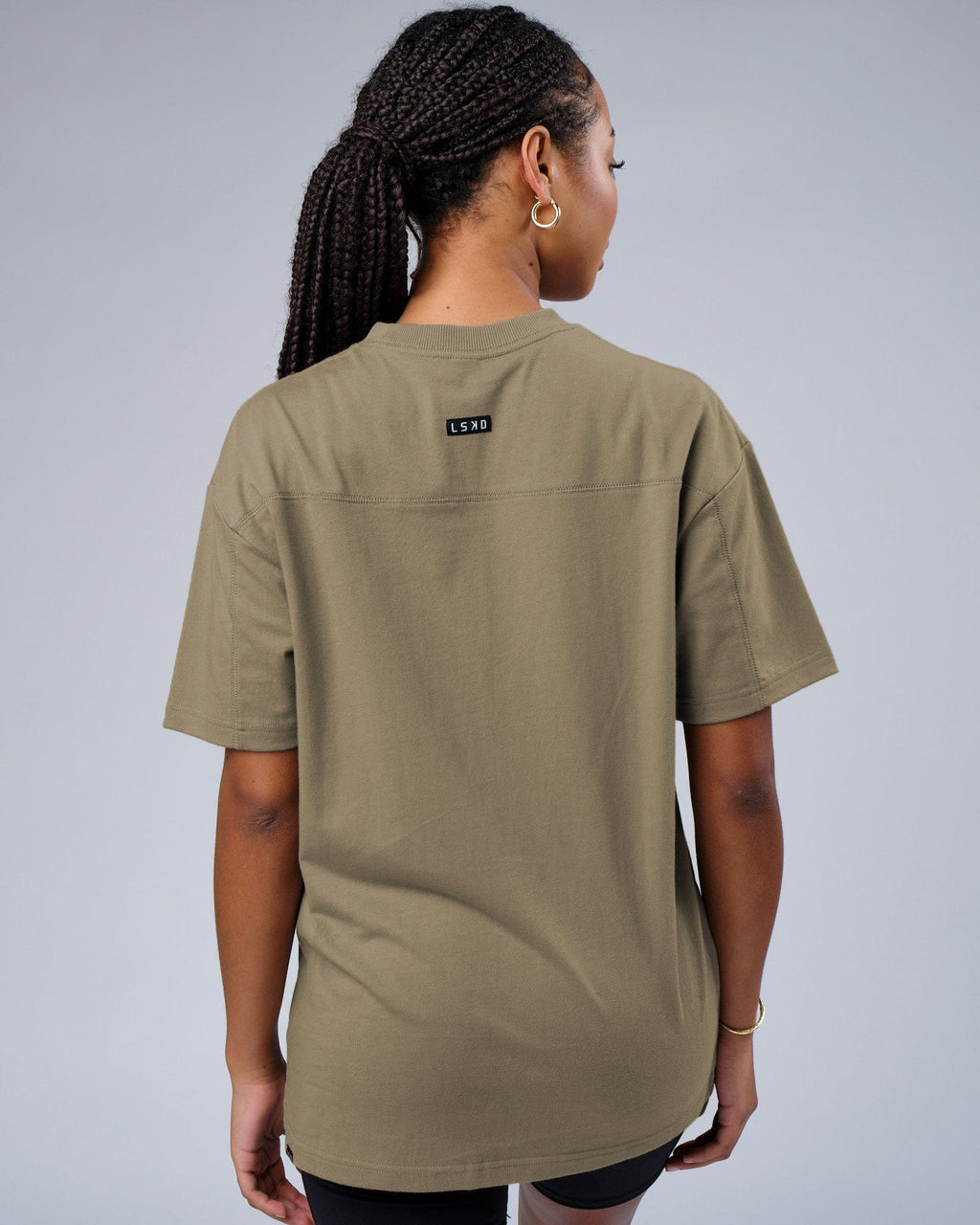 Model wearing Unisex Heavy Hitter Heavyweight Tee Oversize - Laurel Oak