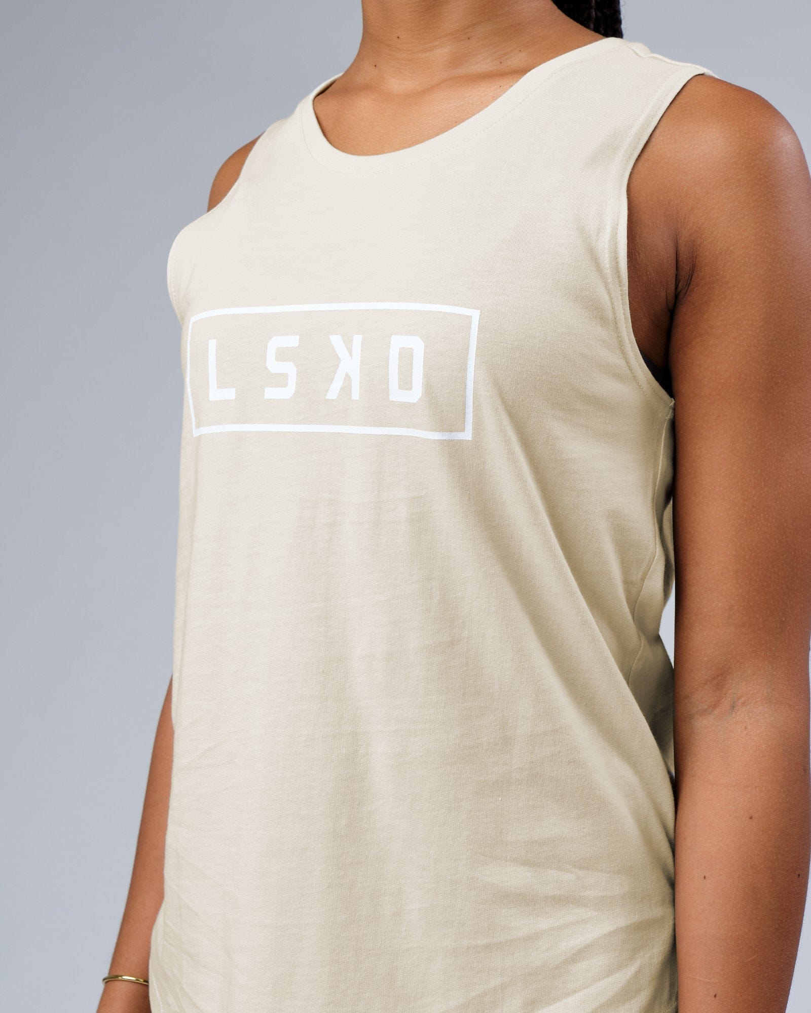 Model wearing Luna Tank - Bone