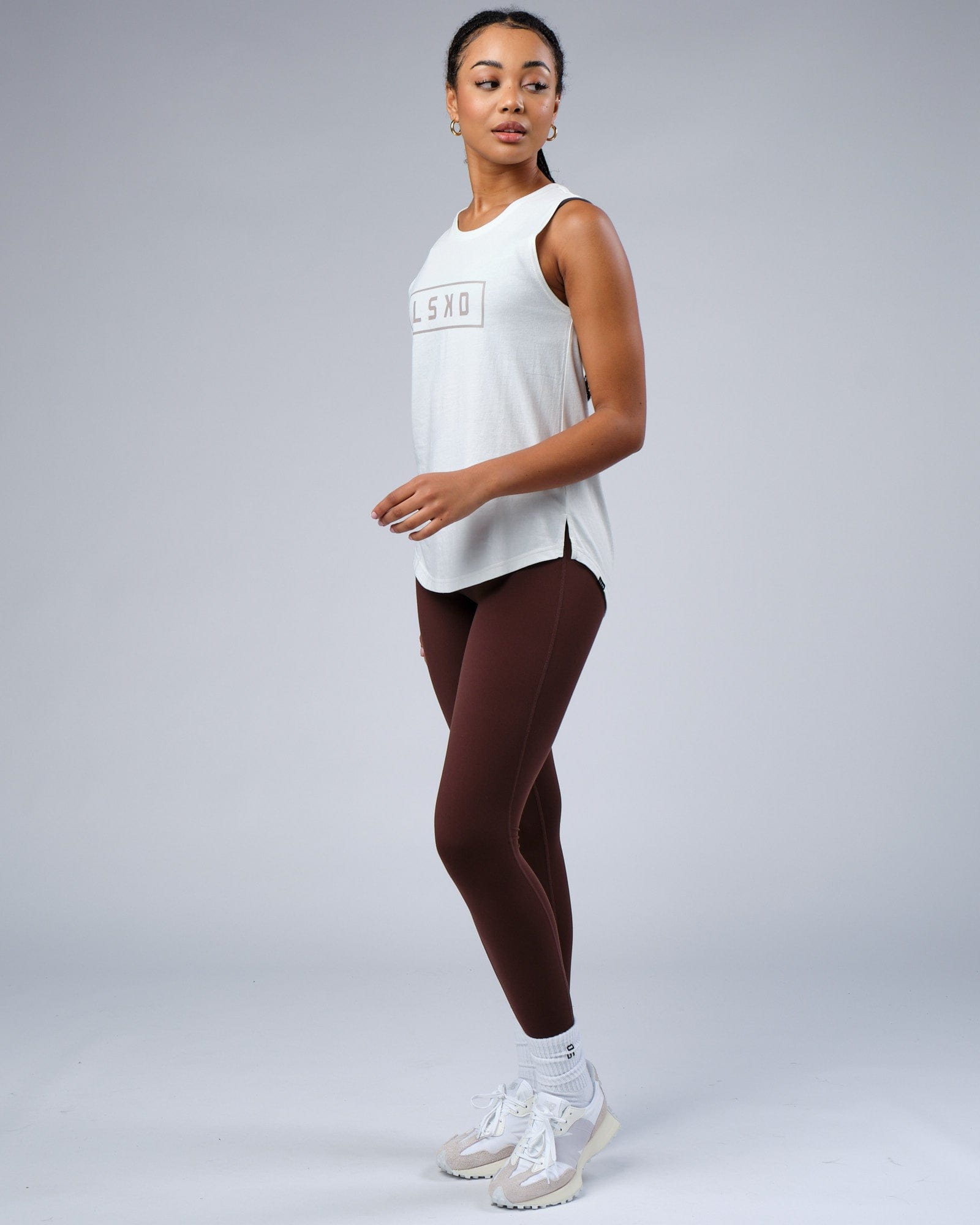 Model wearing Luna Tank - Ice Blue