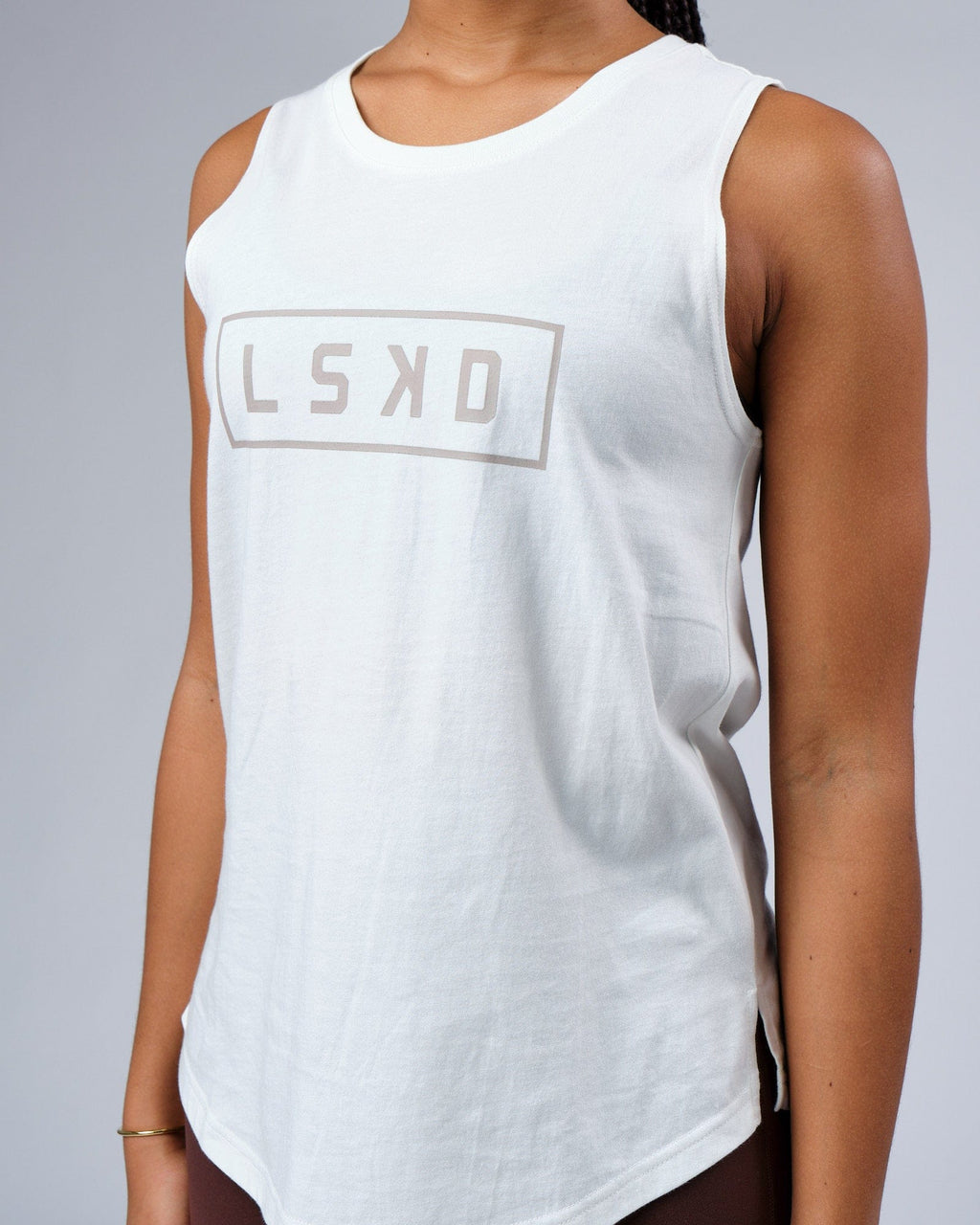 Model wearing Luna Tank - Ice Blue