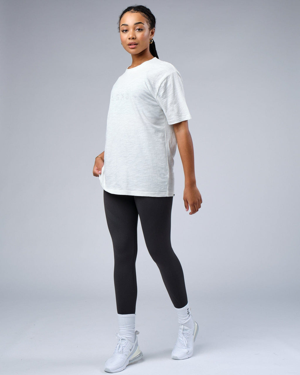 Model wearing Structure Slub Tee - Ice