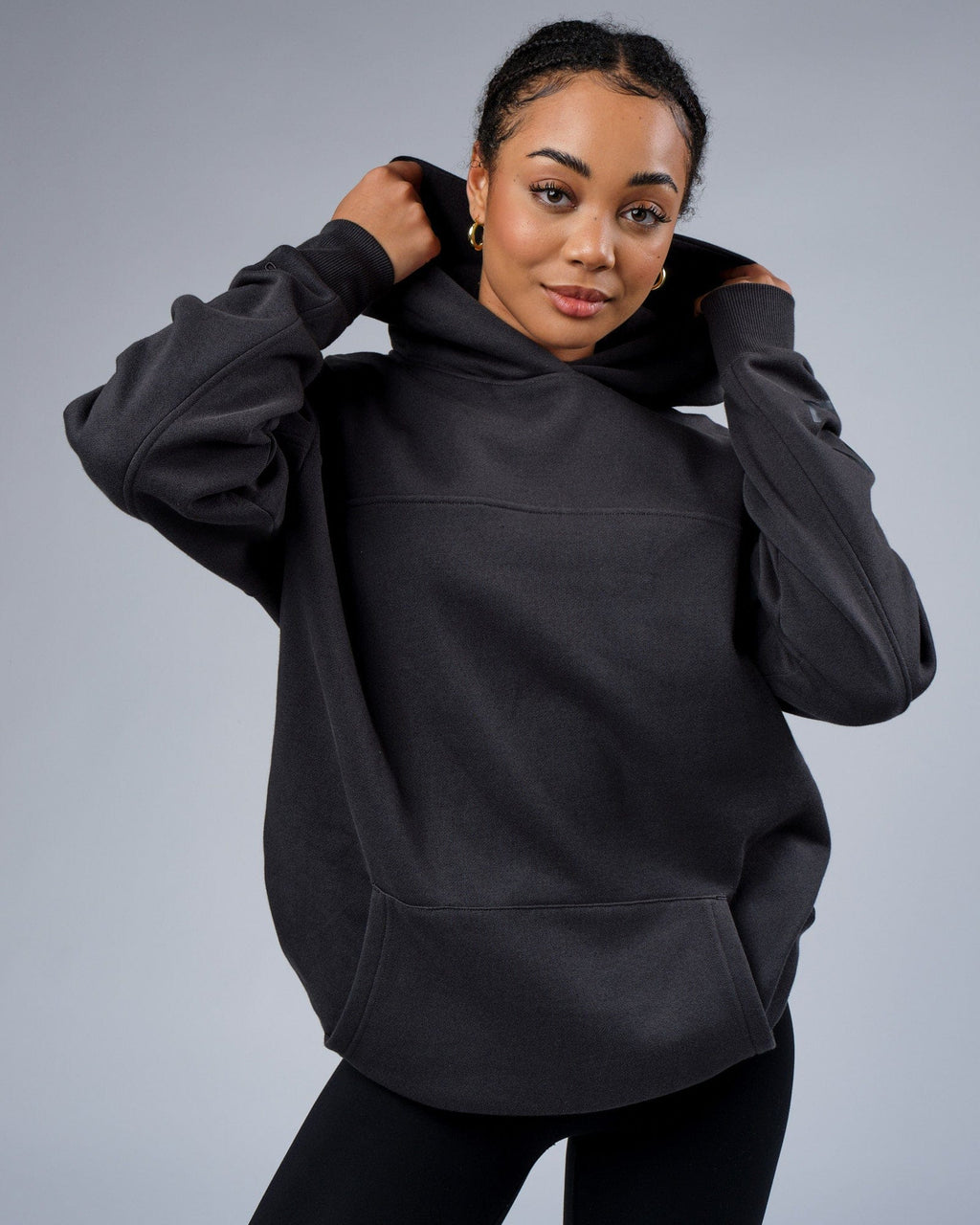 Model wearing Unisex Zone Hoodie Oversize - Phantom