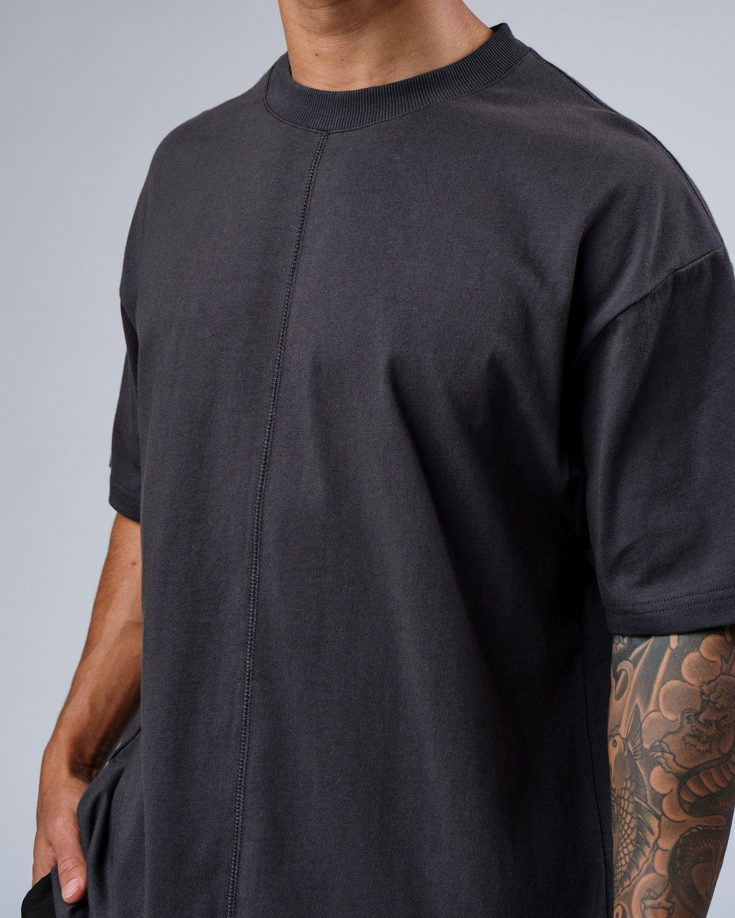 Model wearing Heavy Hitter Heavyweight Tee Oversize - Phantom