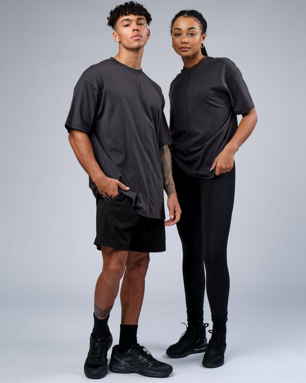 Model wearing Unisex Heavy Hitter Heavyweight Tee Oversize - Phantom