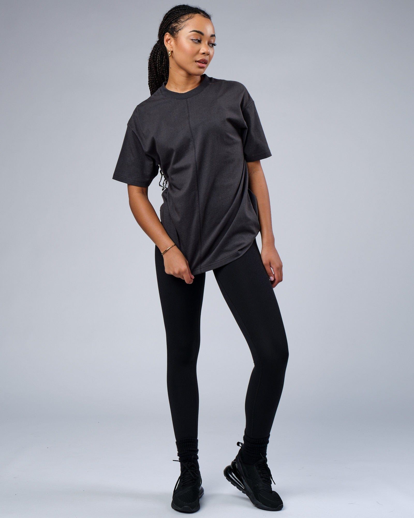 Model wearing Unisex Heavy Hitter Heavyweight Tee Oversize - Phantom