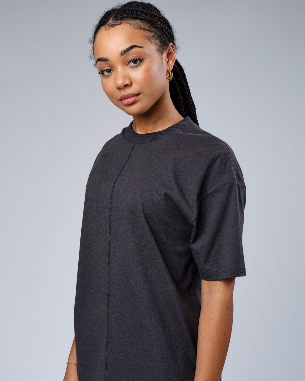 Model wearing Unisex Heavy Hitter Heavyweight Tee Oversize - Phantom