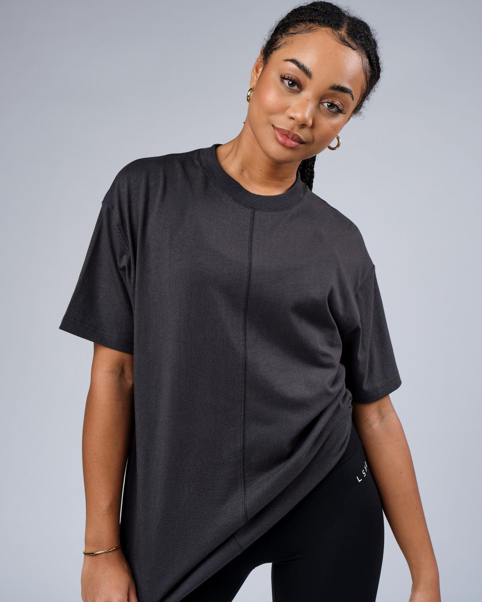 Model wearing Unisex Heavy Hitter Heavyweight Tee Oversize - Phantom