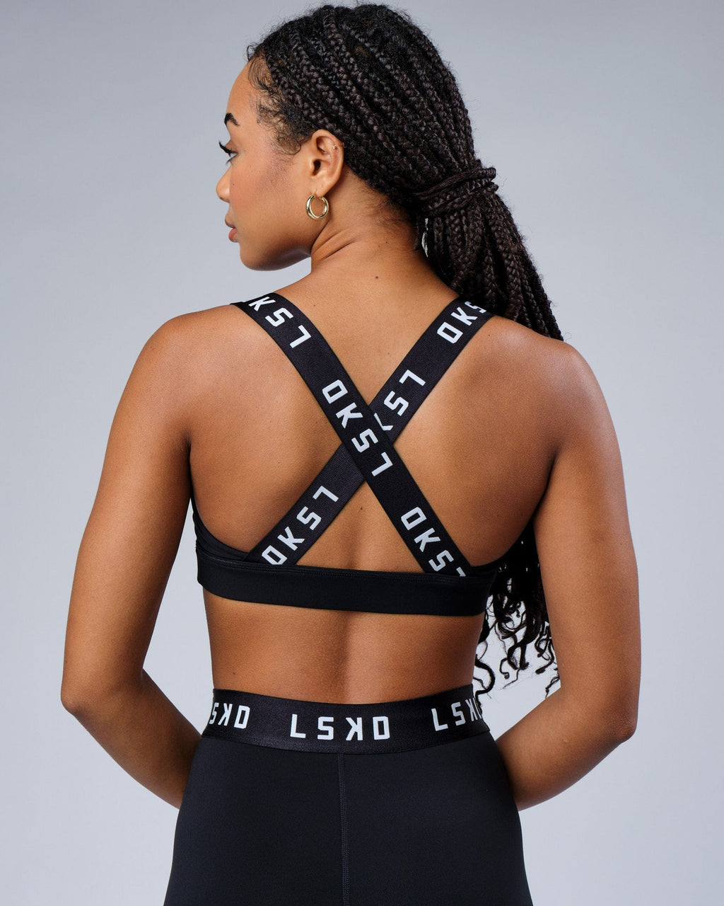 Model wearing Competition Sports Bra - Black White