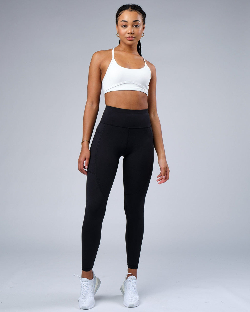 Model wearing Contour Sports Bra - White