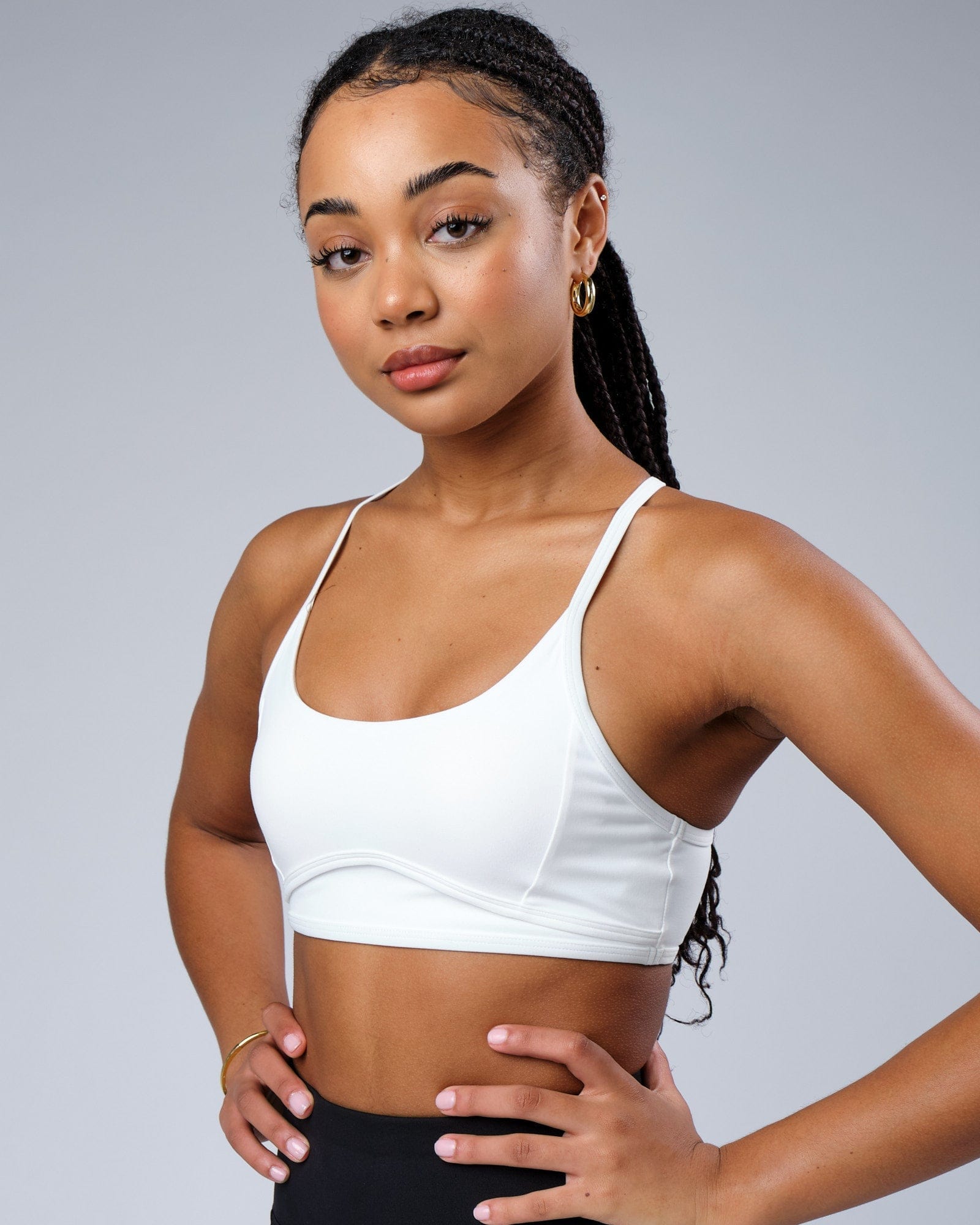 Model wearing Contour Sports Bra - White