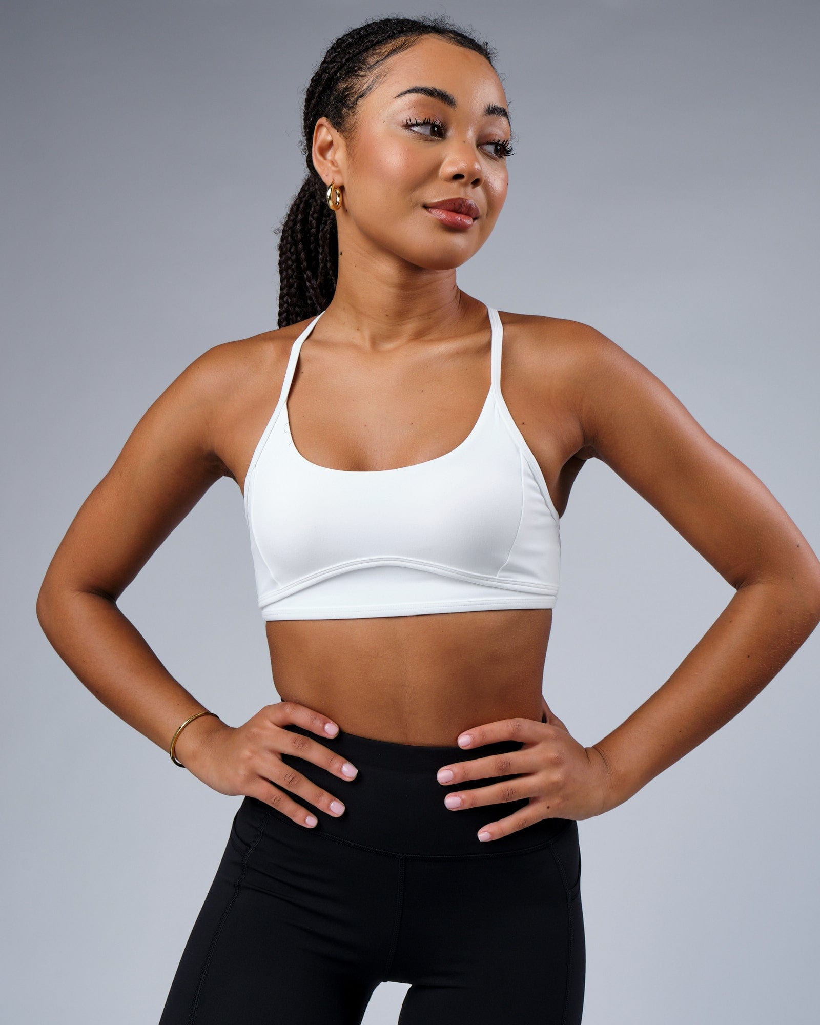 Model wearing Contour Sports Bra - White