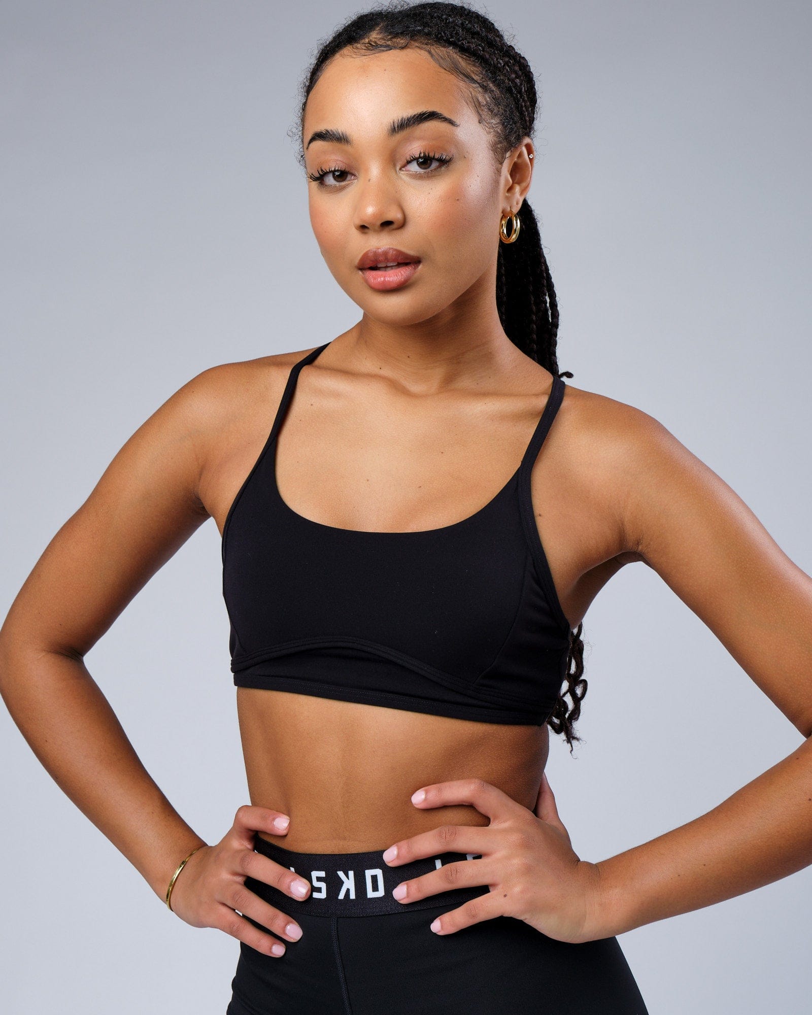 Model wearing Contour Sports Bra - Black