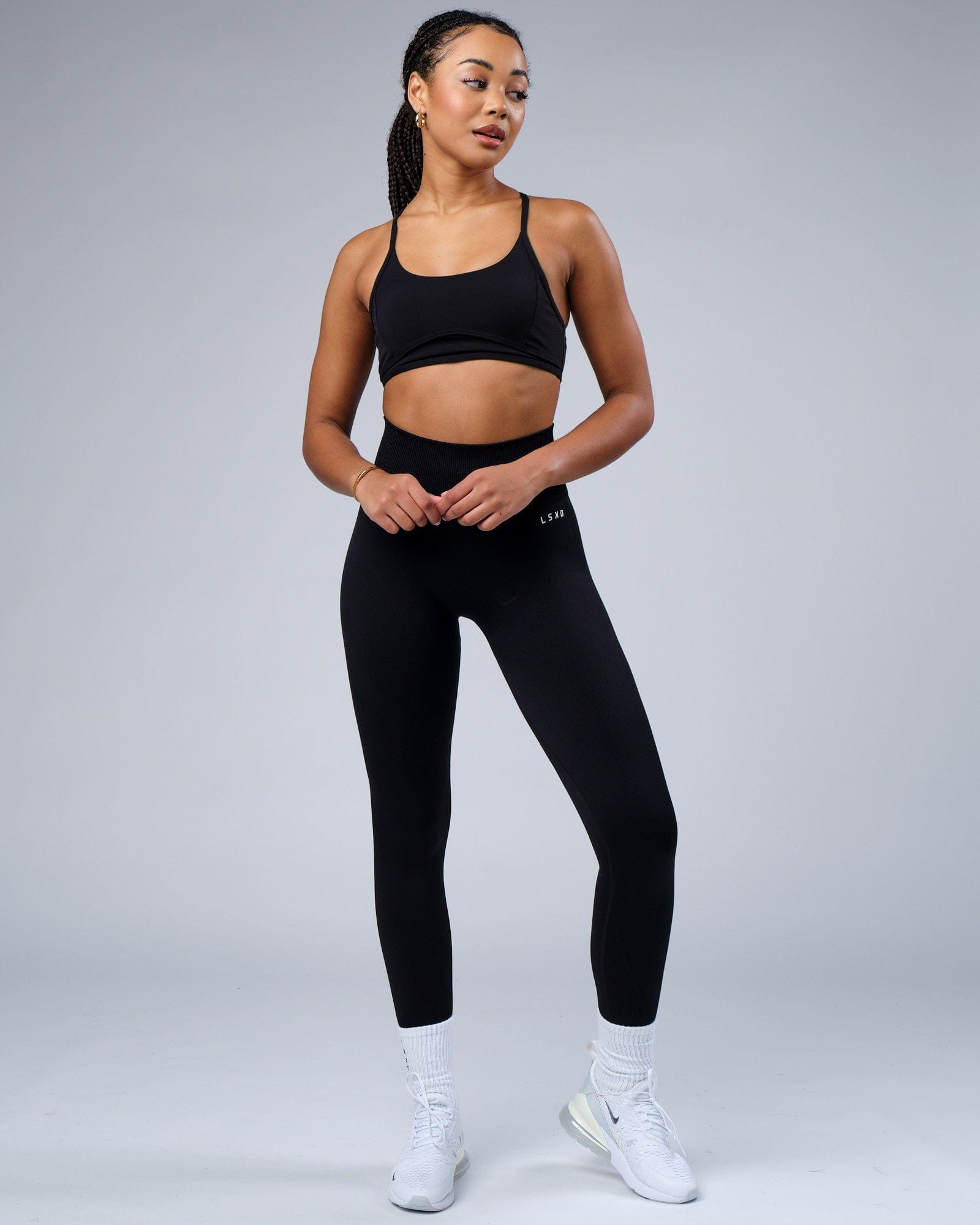 Model wearing Contour Sports Bra - Black