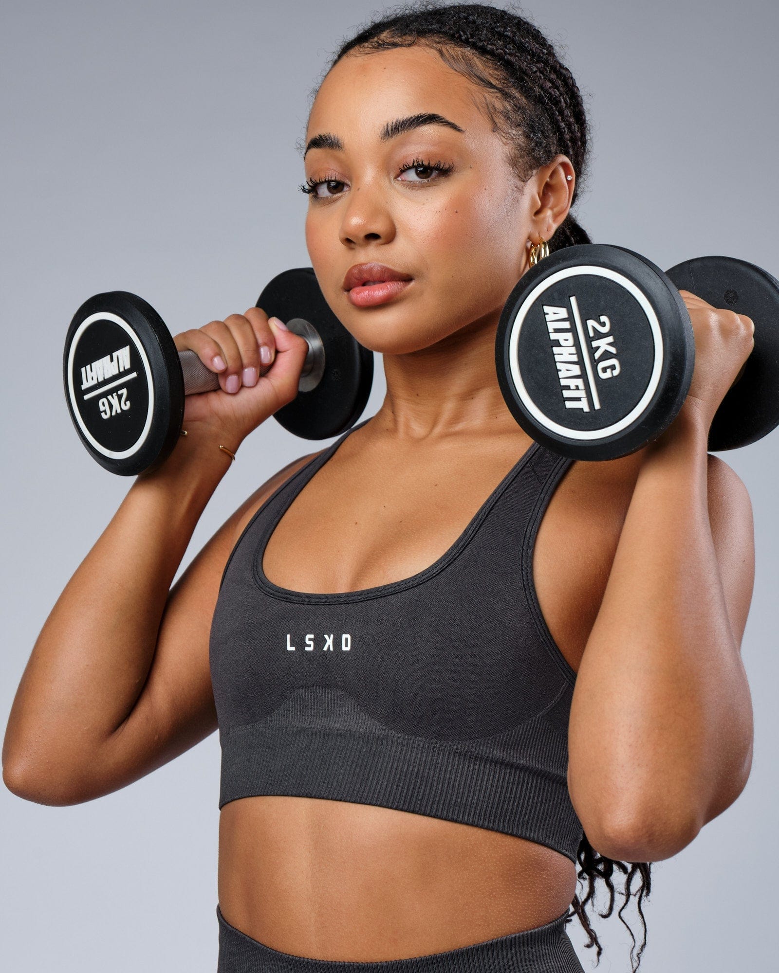 Model wearing Limitless Seamless Sports Bra - Charcoal