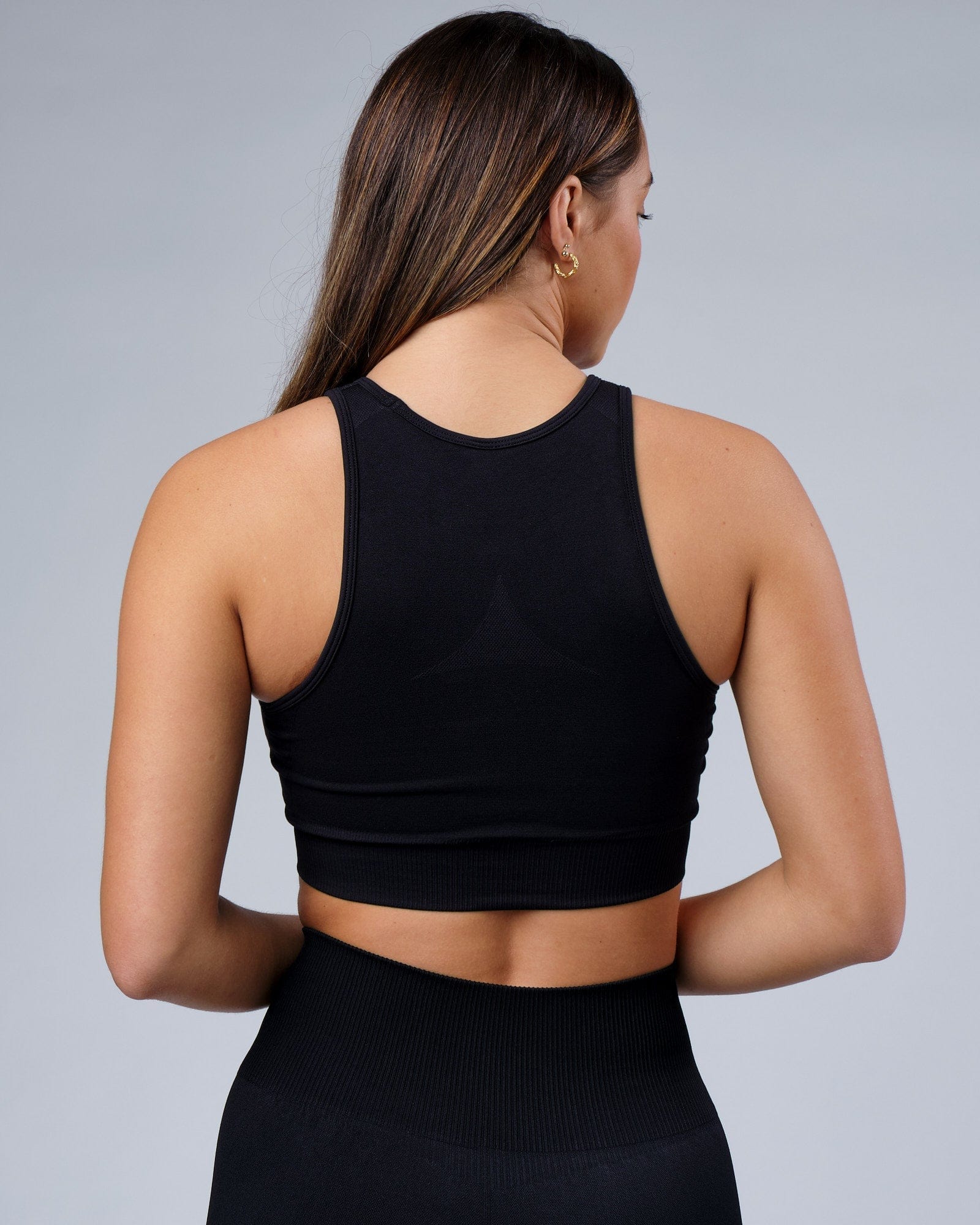 Model wearing Limitless Seamless Crop Top - Black