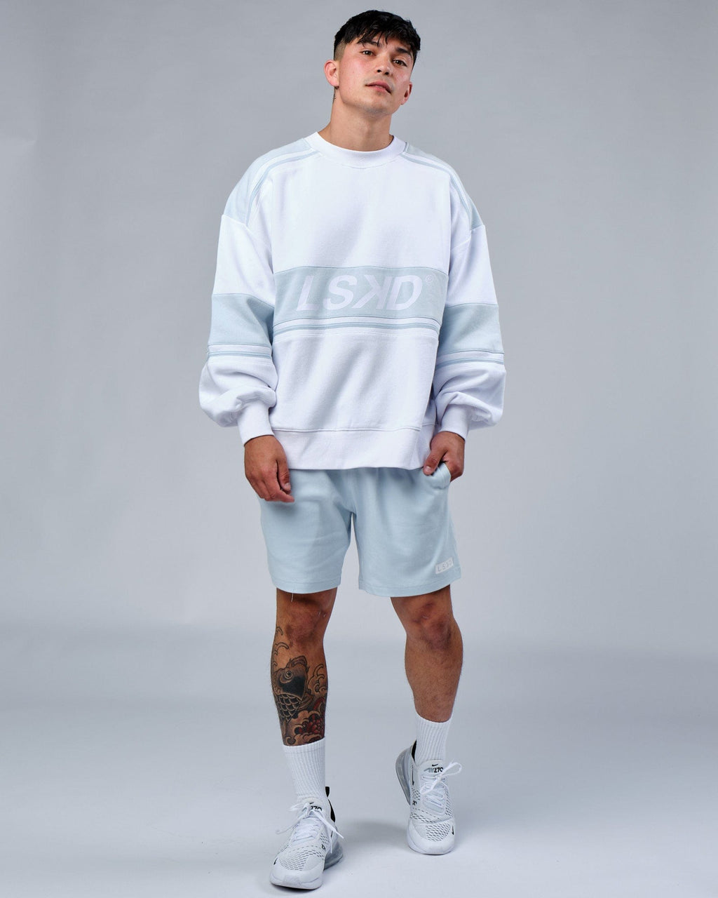 Model wearing Staple Jersey Short - Sky Blue