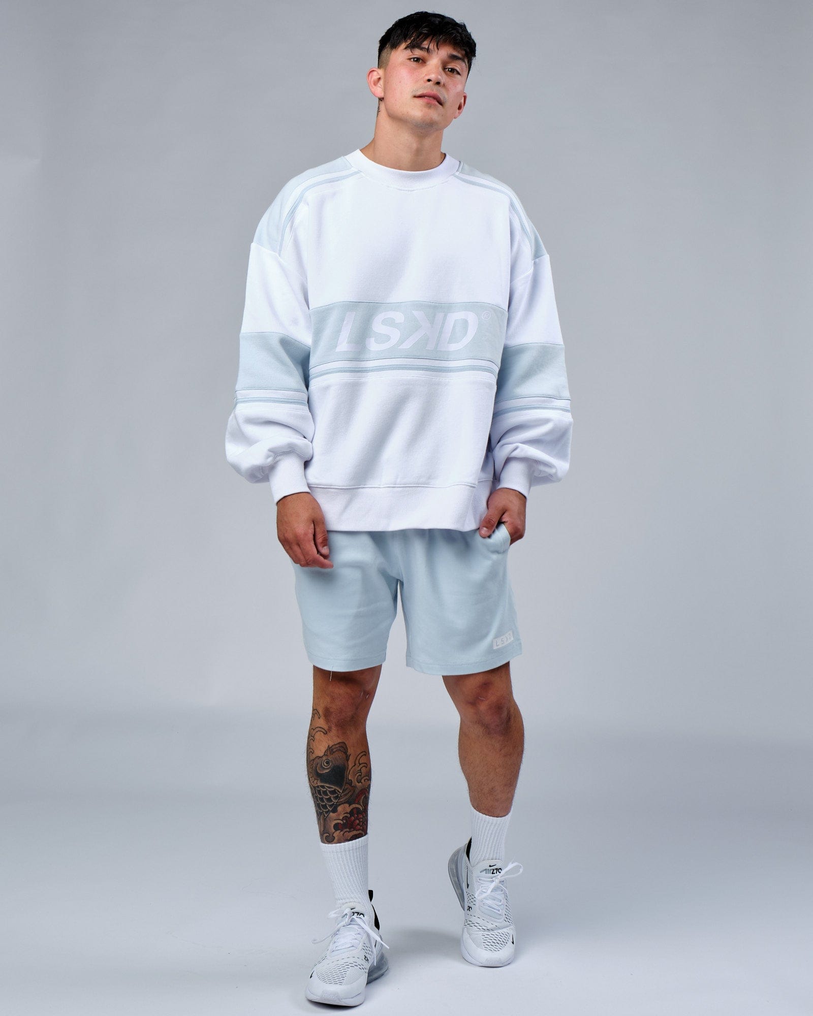 Model wearing Staple Jersey Short - Sky Blue