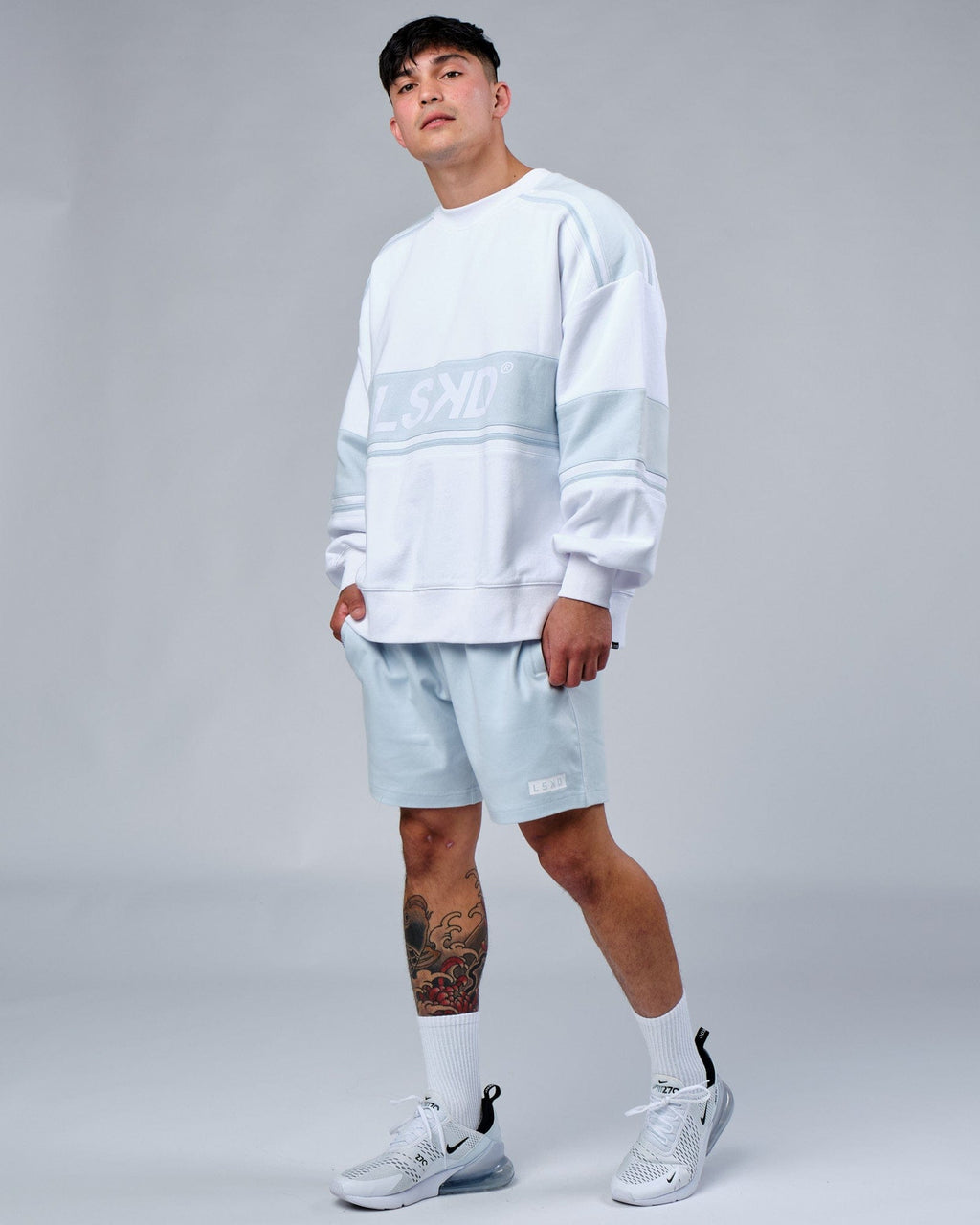 Model wearing Staple Jersey Short - Sky Blue