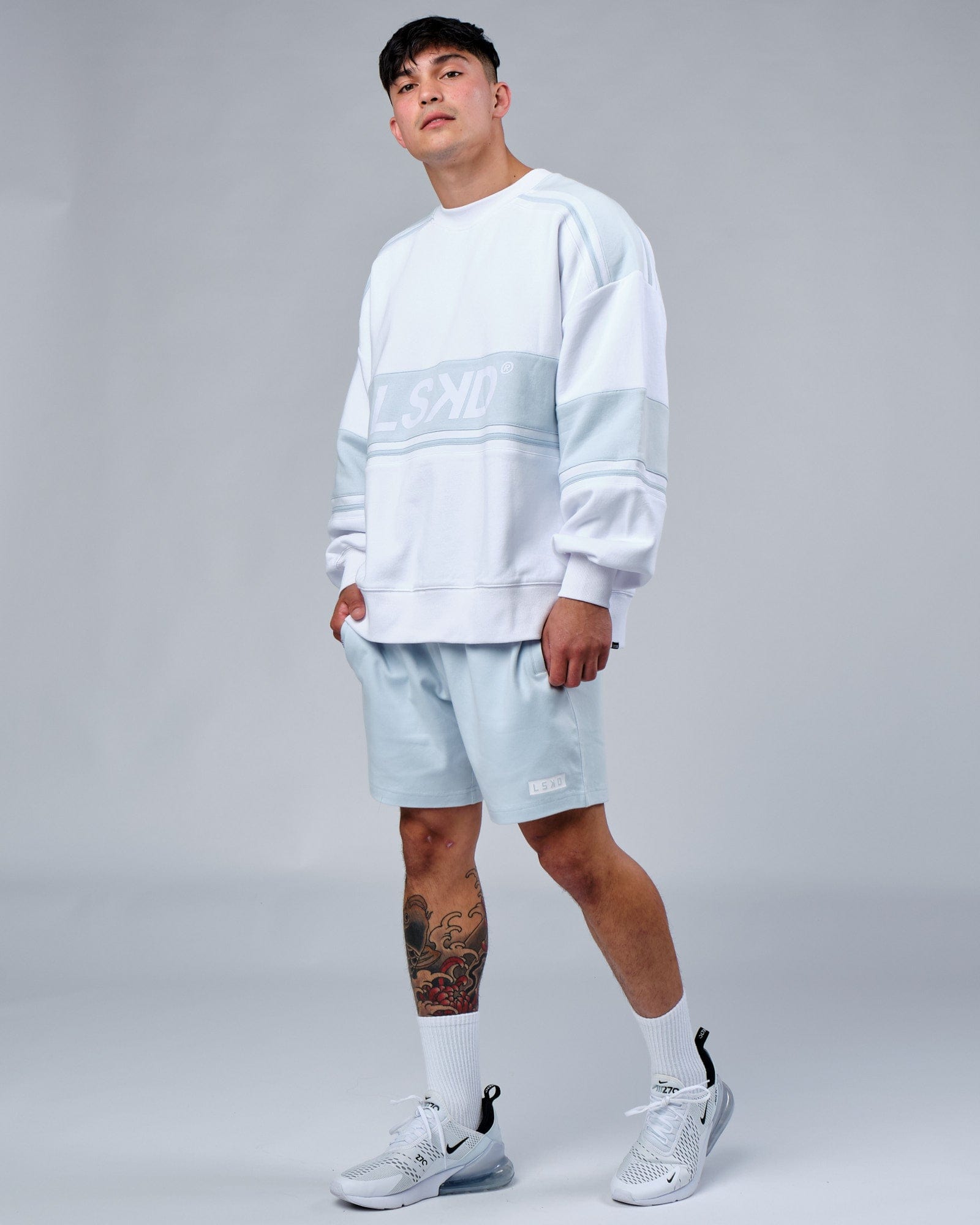 Model wearing Staple Jersey Short - Sky Blue