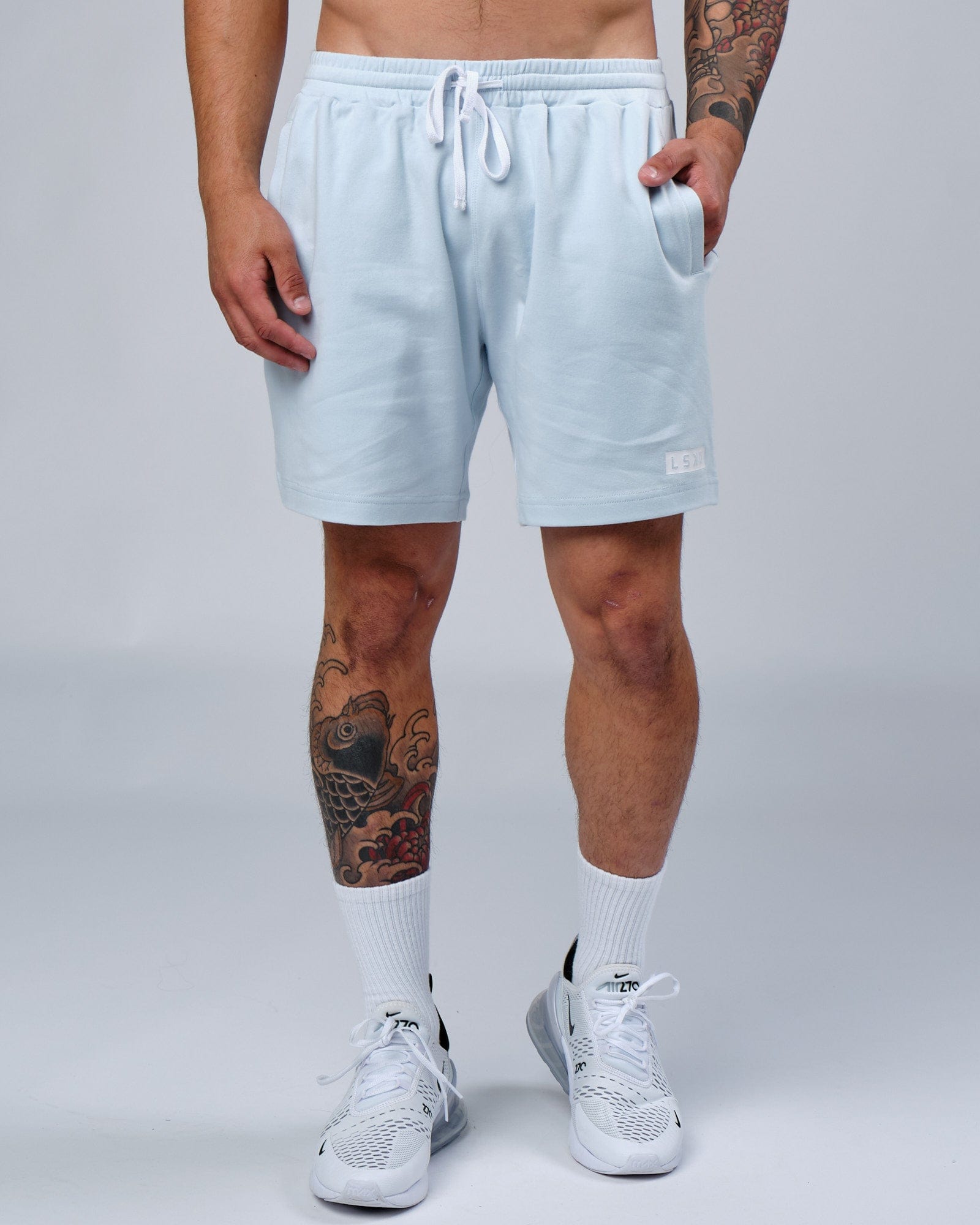 Model wearing Staple Jersey Short - Sky Blue