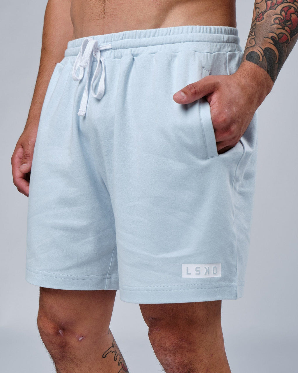 Model wearing Staple Jersey Short - Sky Blue