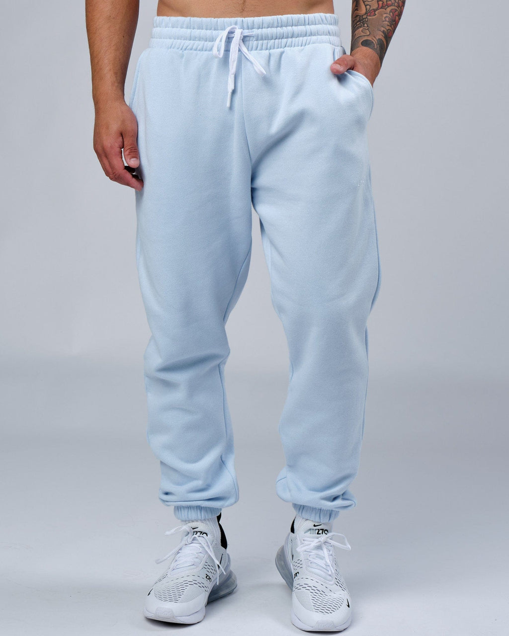 Model wearing Ready Track Pant - Sky Blue
