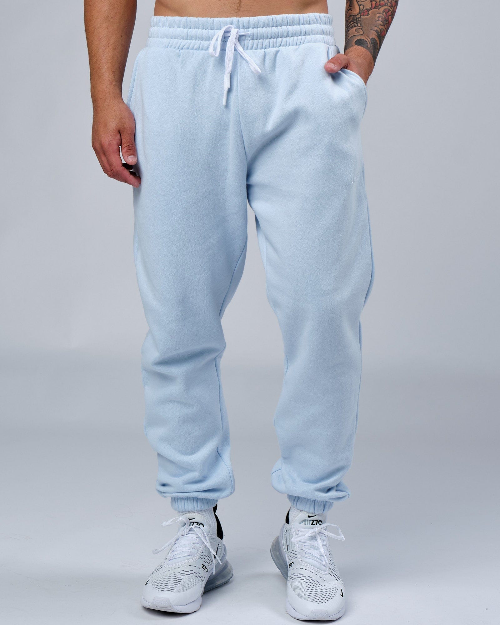 Model wearing Ready Track Pant - Sky Blue