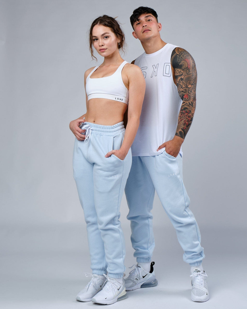 Model wearing Unisex Ready Track Pant - Sky Blue