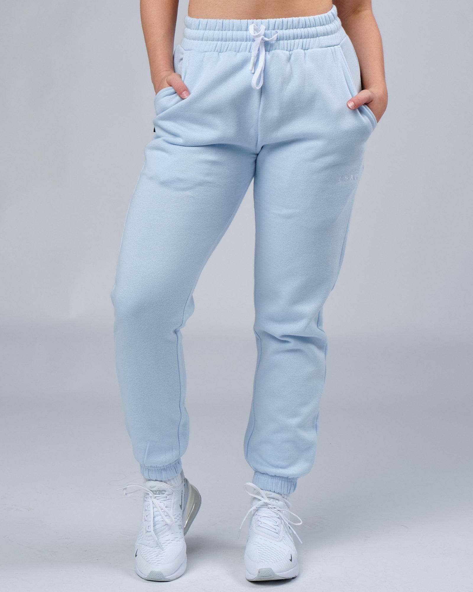 Model wearing Unisex Ready Track Pant - Sky Blue