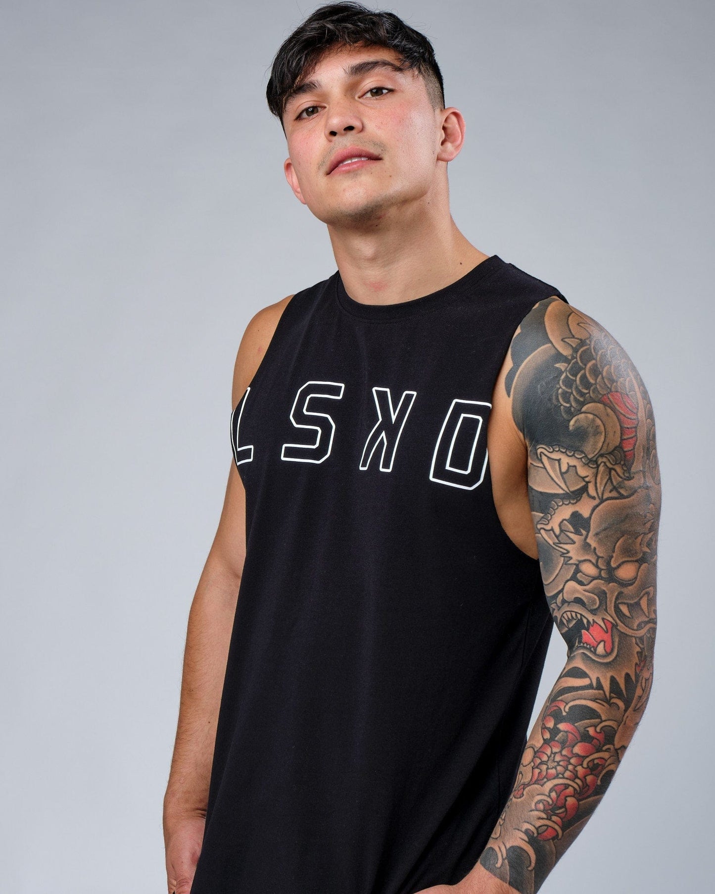 Model wearing Expand FLXCotton Training Fit Tank - Black