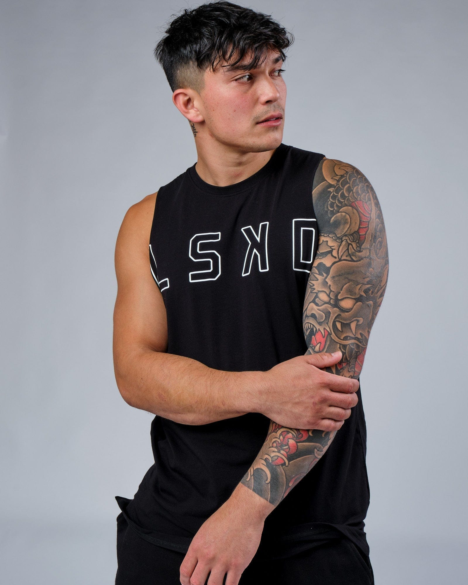 Model wearing Expand FLXCotton Training Fit Tank - Black