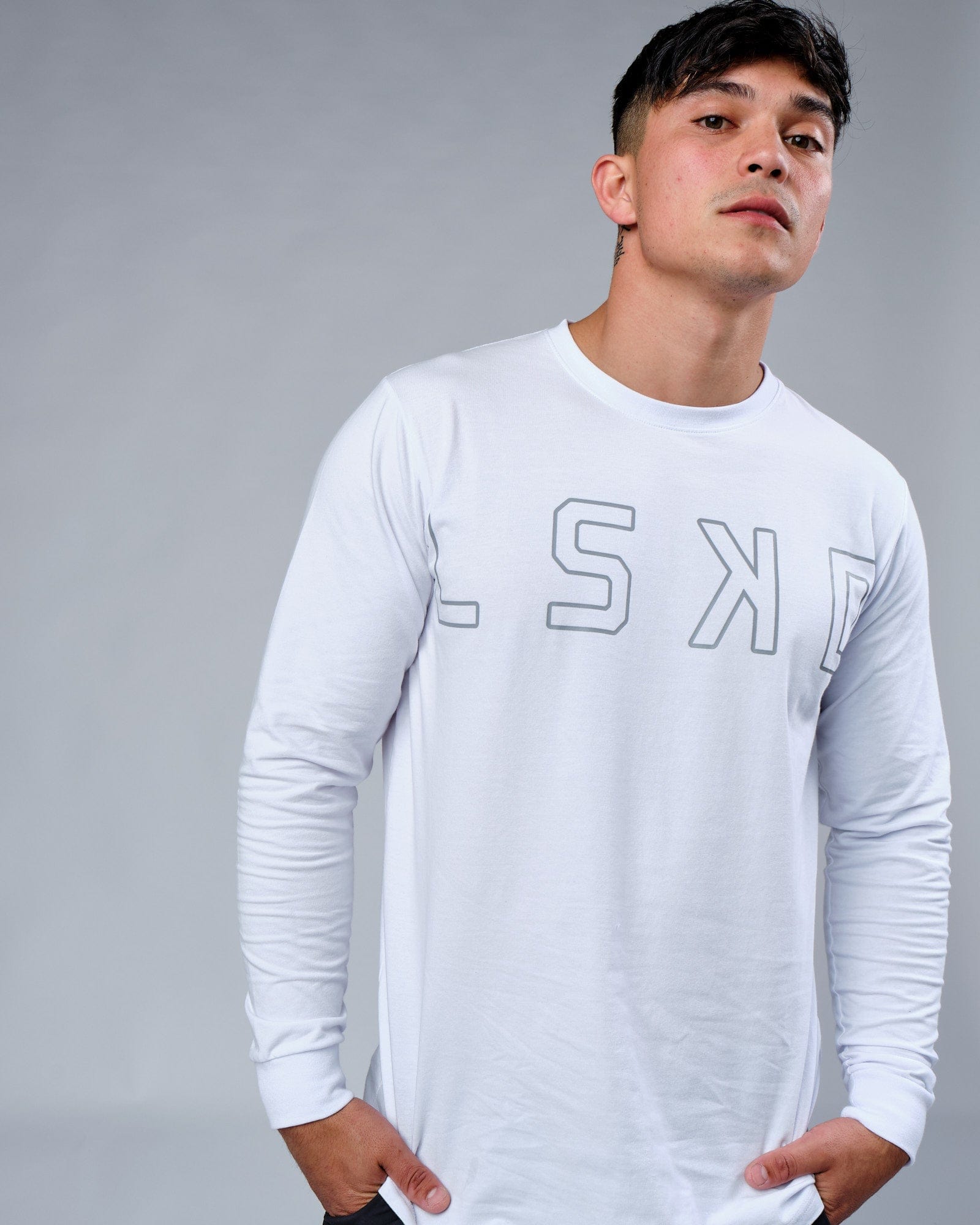 Model wearing Expand FLXCotton LS Tee - White