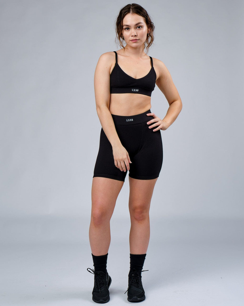 Model wearing Hype Ribbed Short - Black