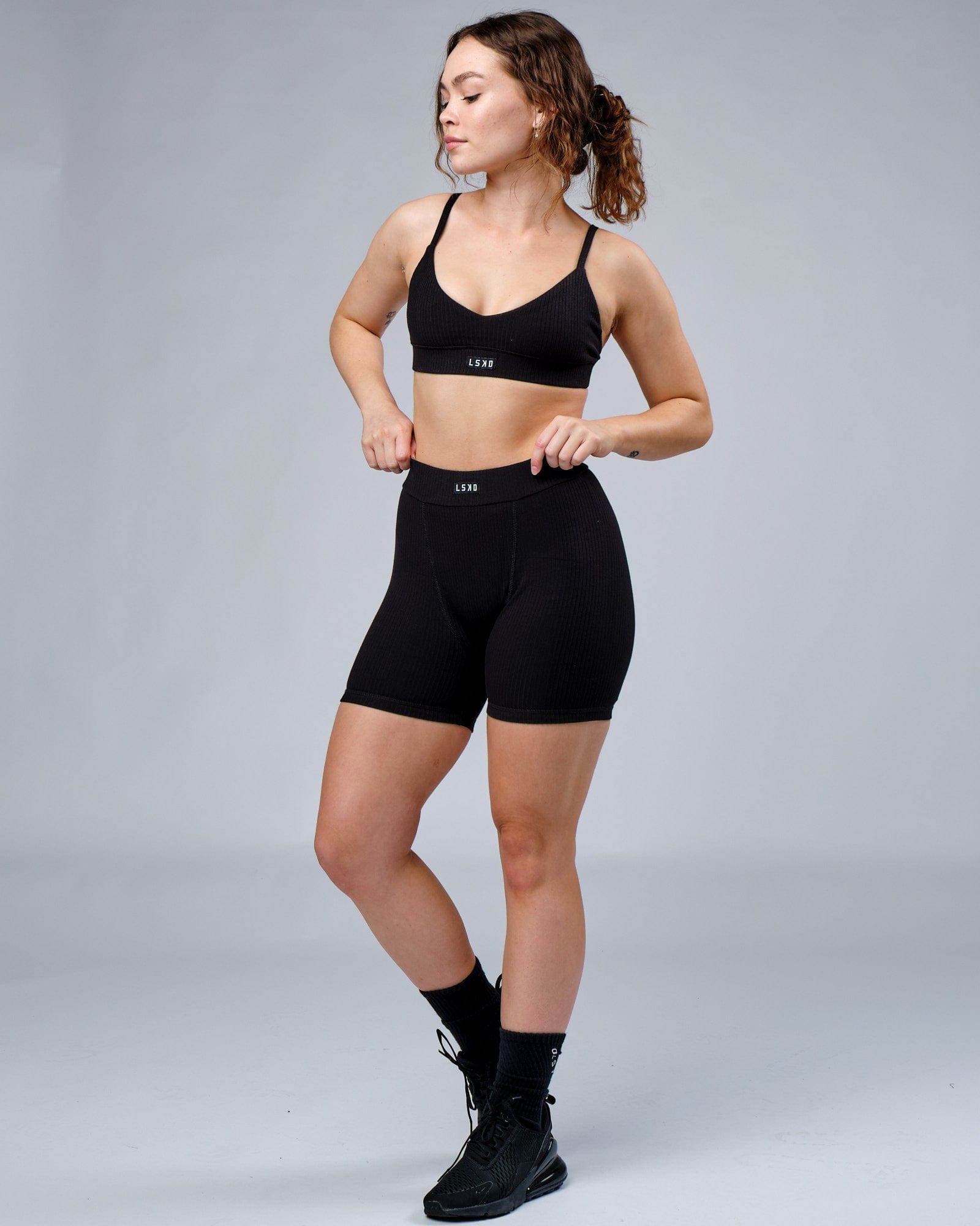 Model wearing Hype Ribbed Short - Black
