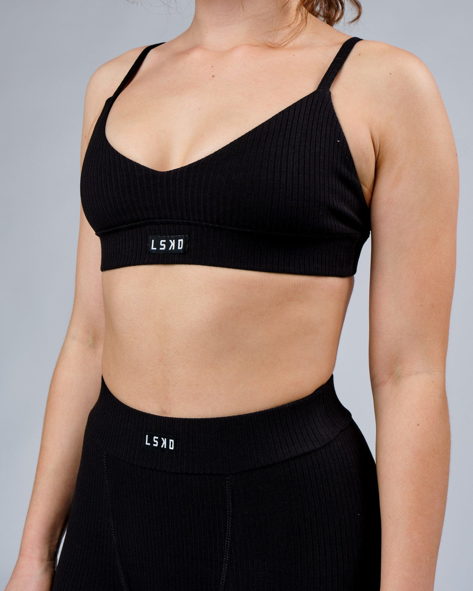 Model wearing Hype Ribbed Bralette - Black
