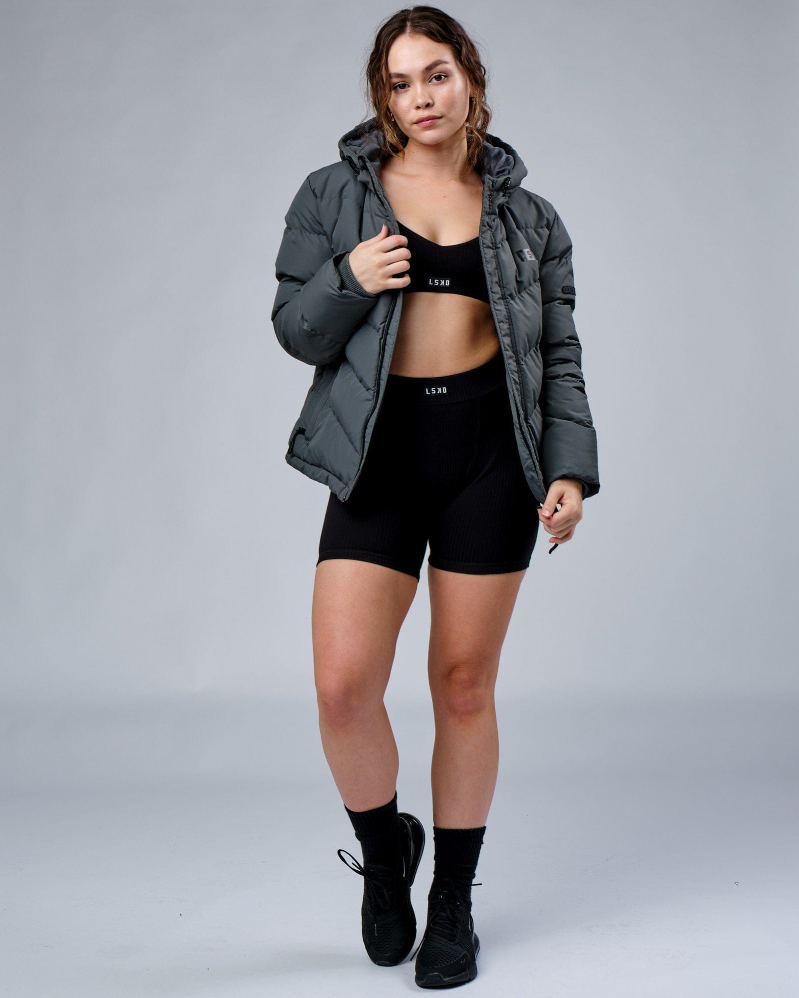 Model wearing Hype Ribbed Bralette - Black