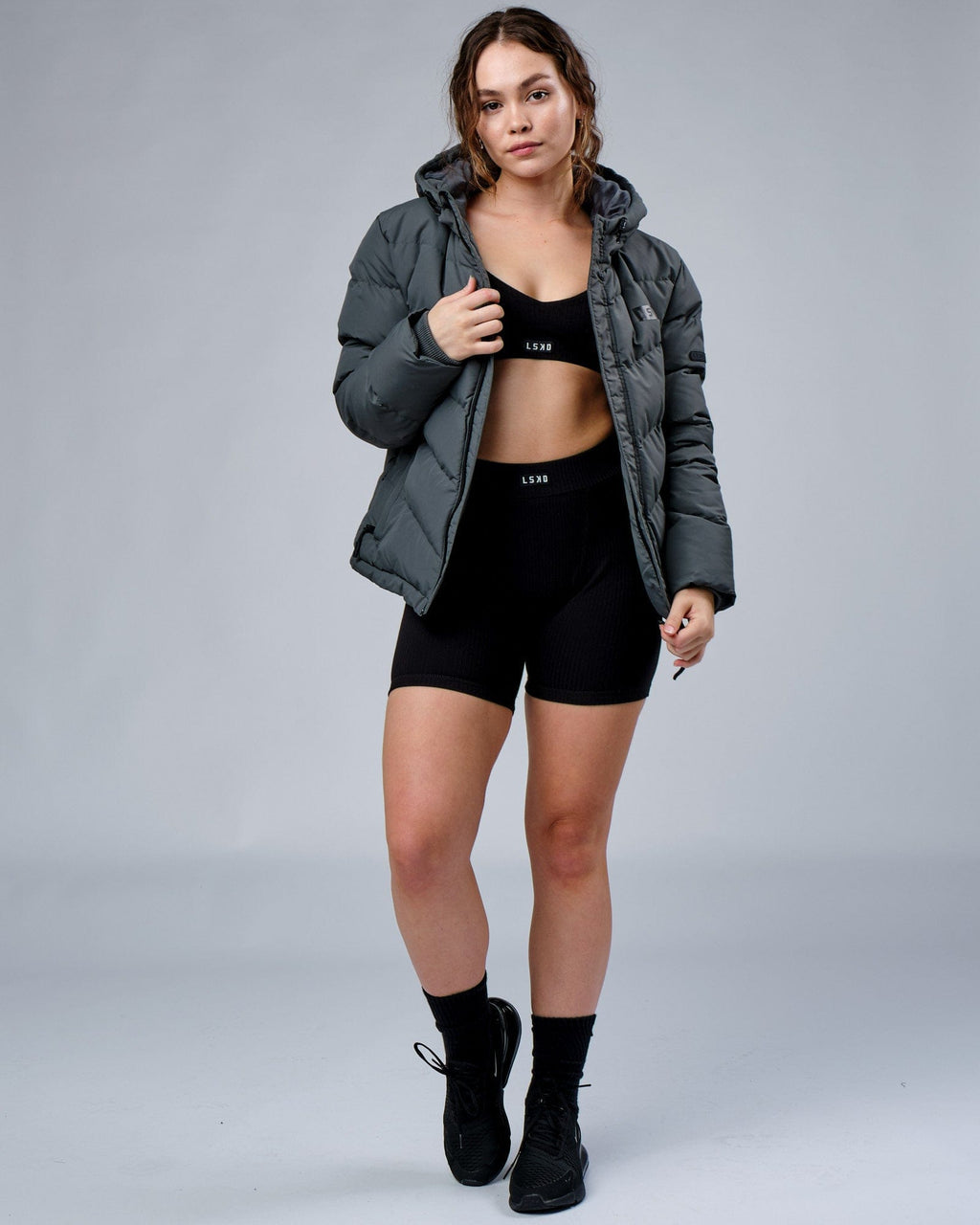 Model wearing Hype Ribbed Short - Black