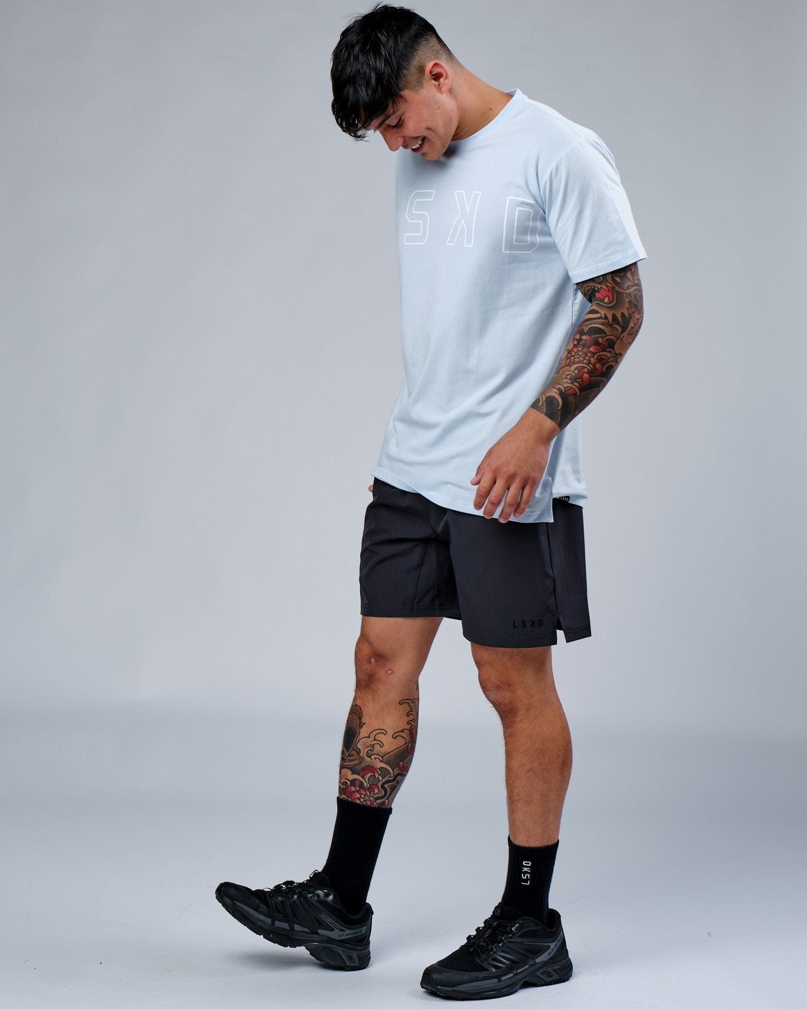 Model wearing Expand FLXCotton Tee - Sky Blue