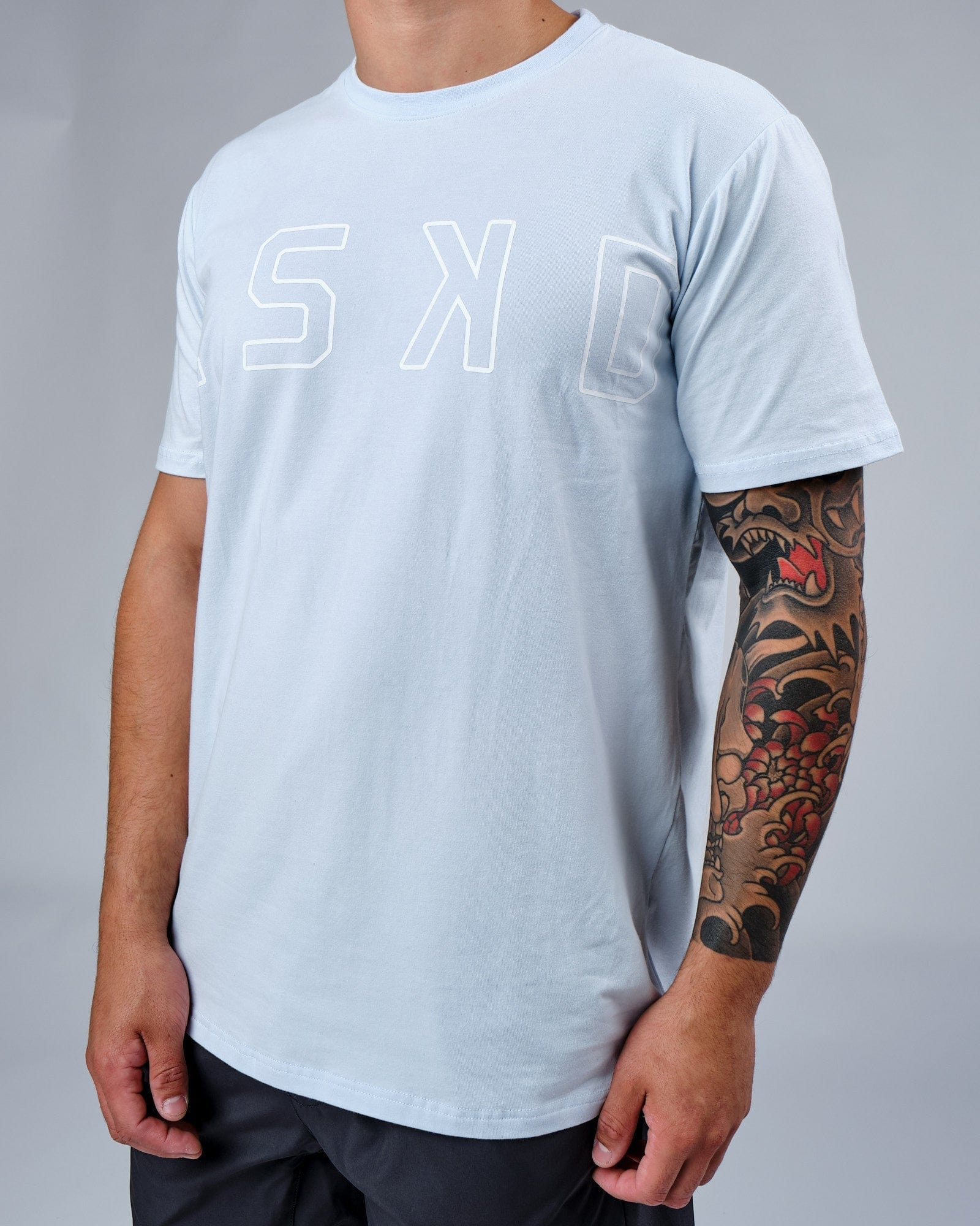 Model wearing Expand FLXCotton Tee - Sky Blue