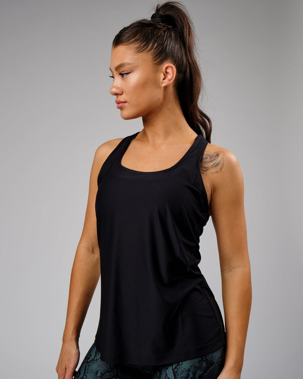 Model wearing Freedom Performance Tank - Black