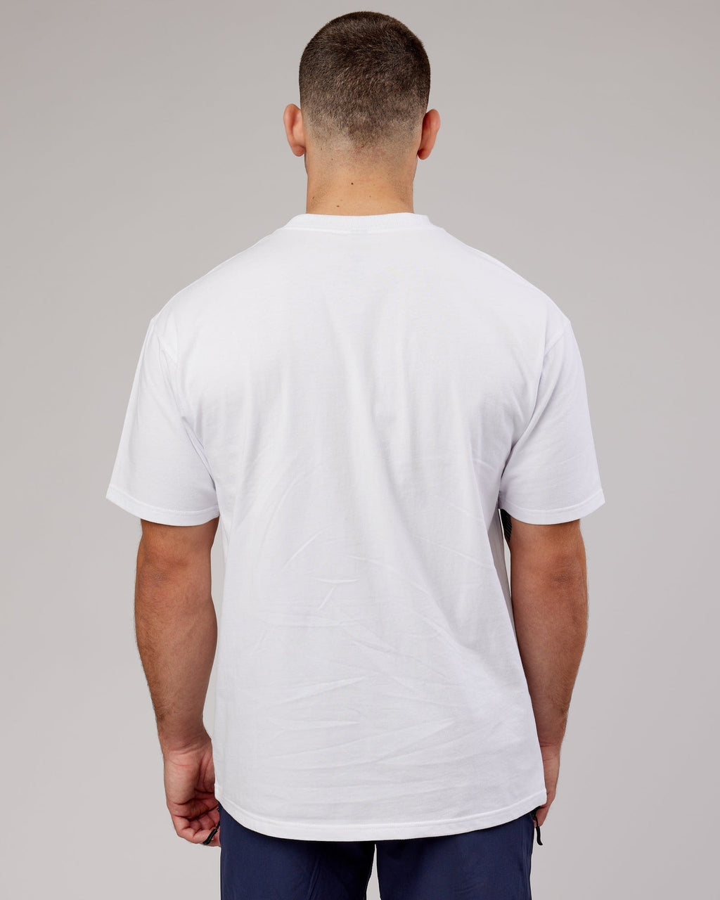 Model wearing Stacks Up Heavyweight Tee Oversize - White-Americana