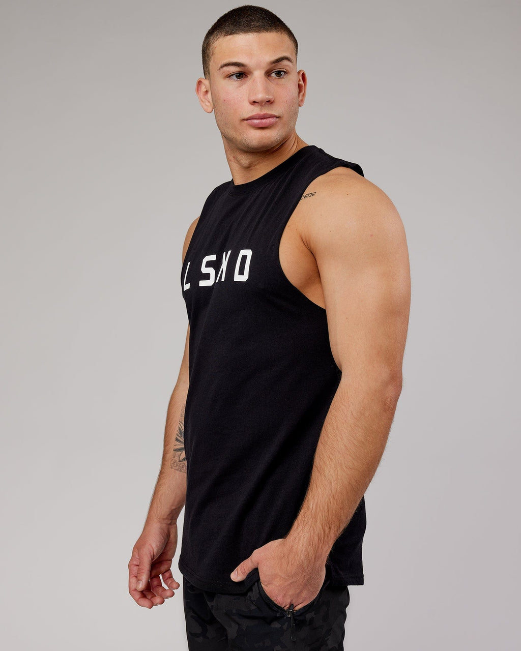 Model wearing Power FLXDRY Training Fit Performance Tank - Black