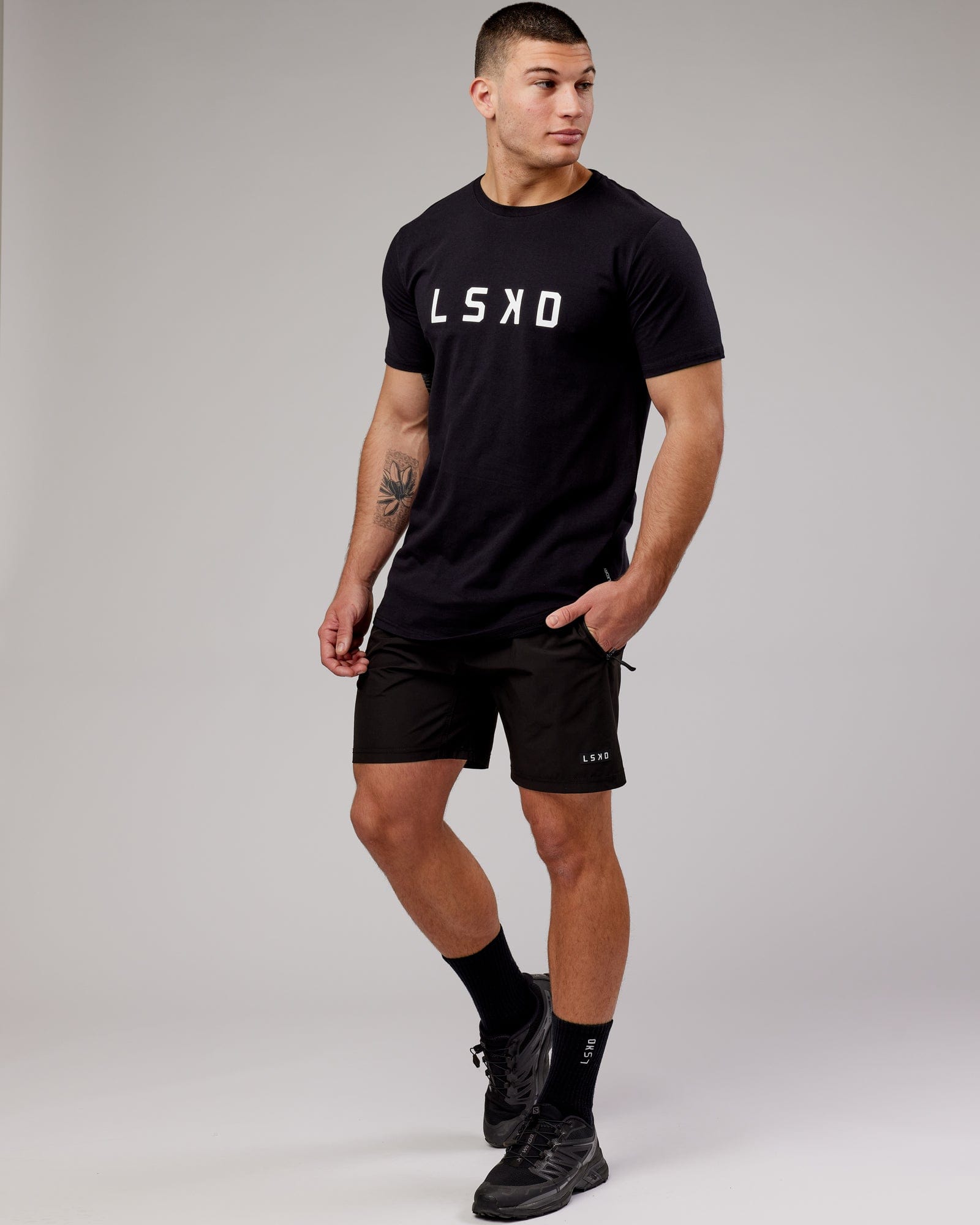 Model wearing Power FLXDRY Performance Tee - Black