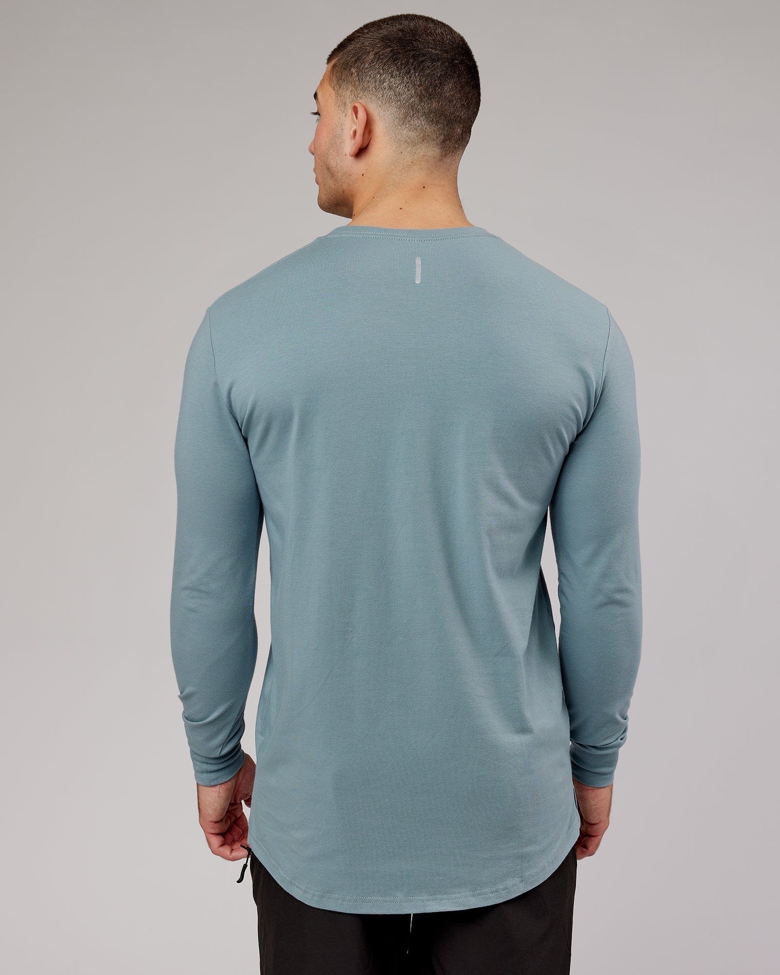 Model wearing Power FLXDRY Performance LS Tee - Slate