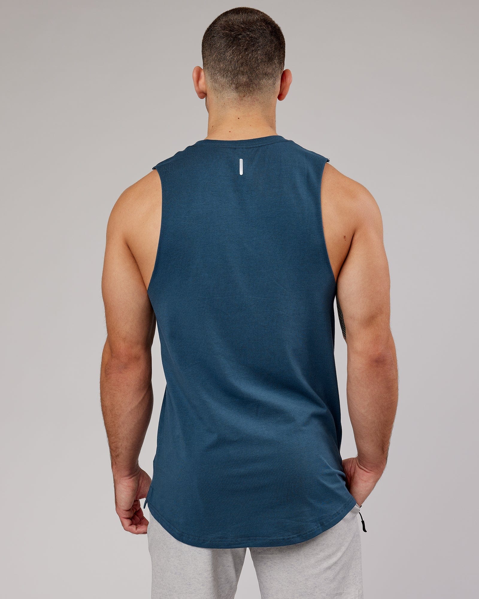 Model wearing Power FLXDRY Training Fit Performance Tank - Light Navy