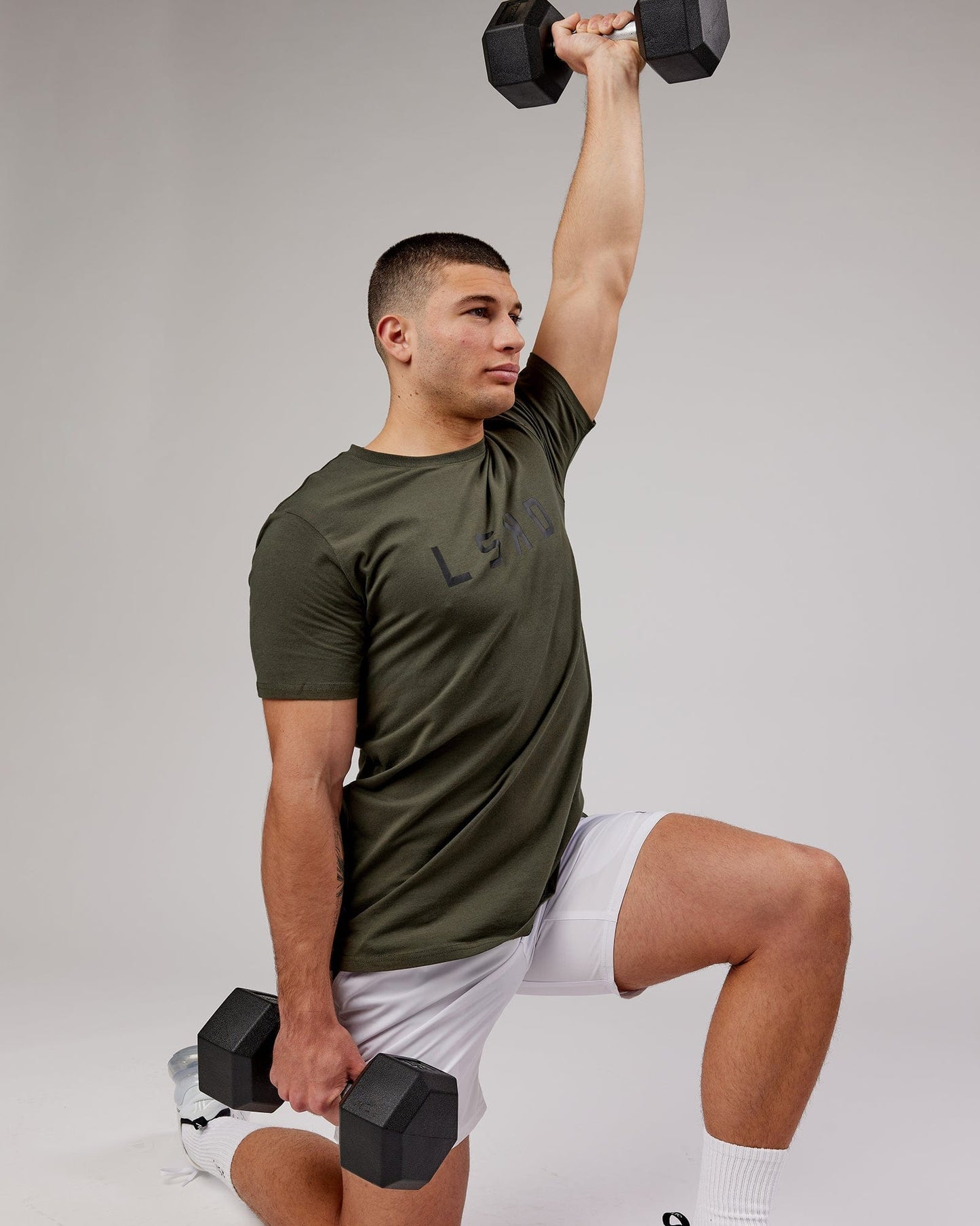 Model wearing Power FLXDRY Performance Tee - Forest Night