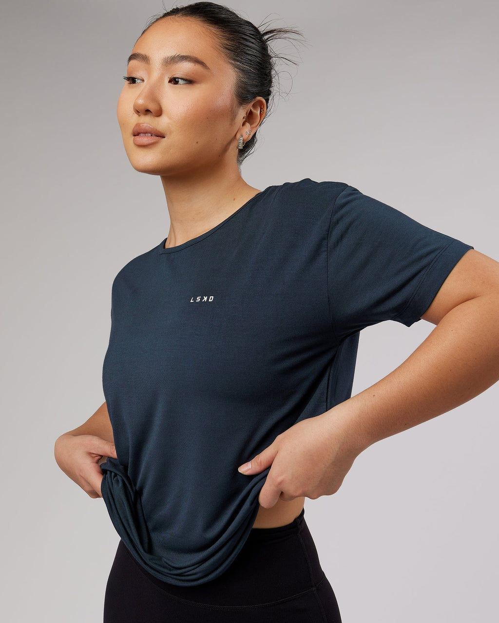 Model wearing Air Slouch Tee - Carbon