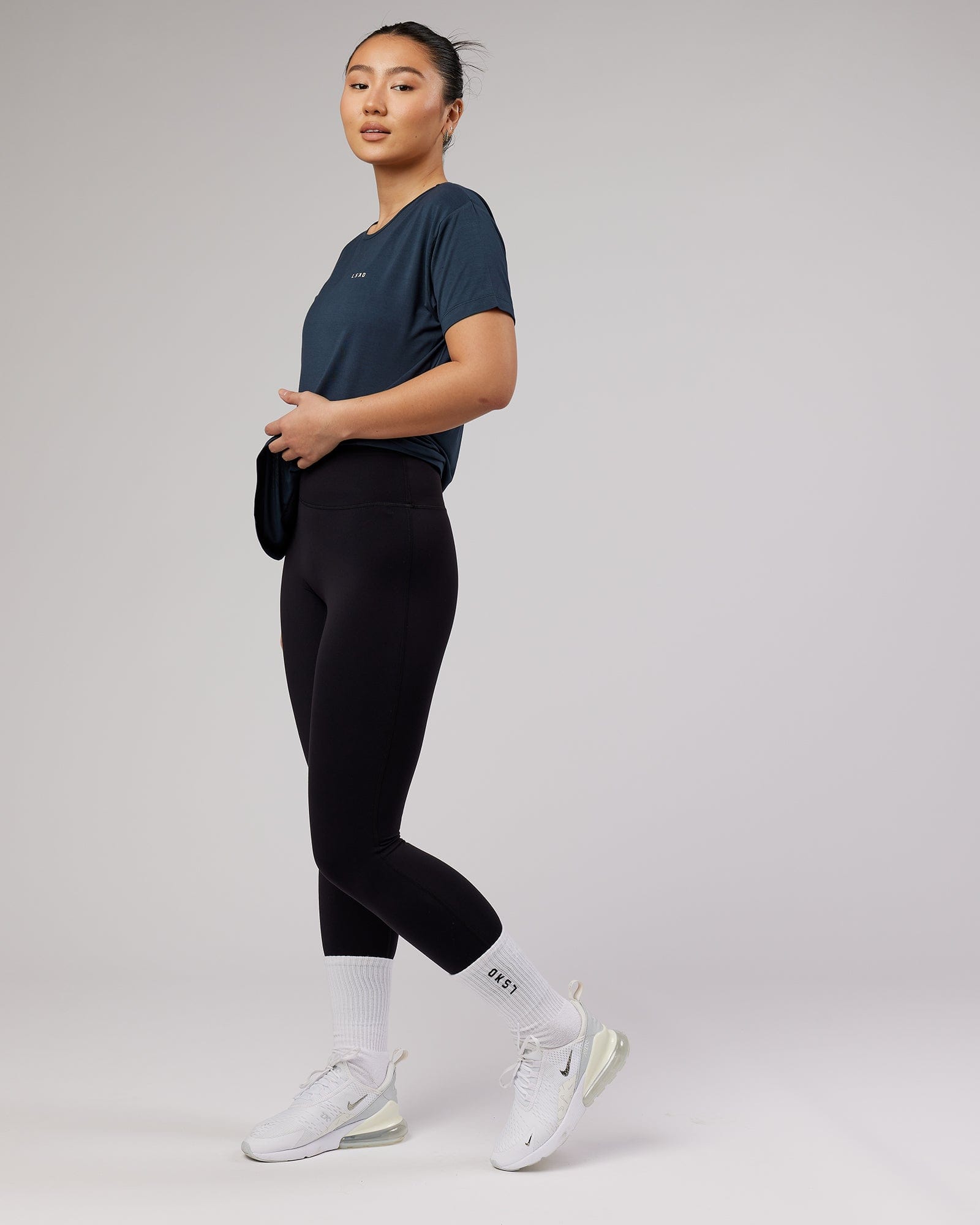 Model wearing Air Slouch Tee - Carbon