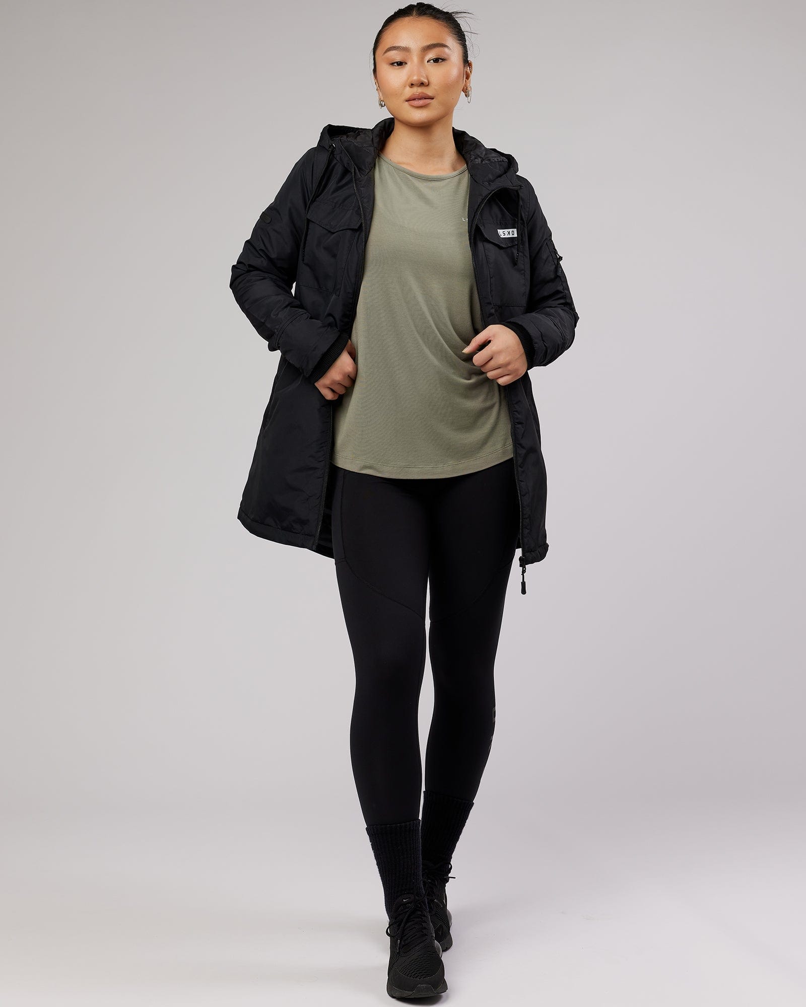 Model wearing Air Slouch Tee - Dusty Olive